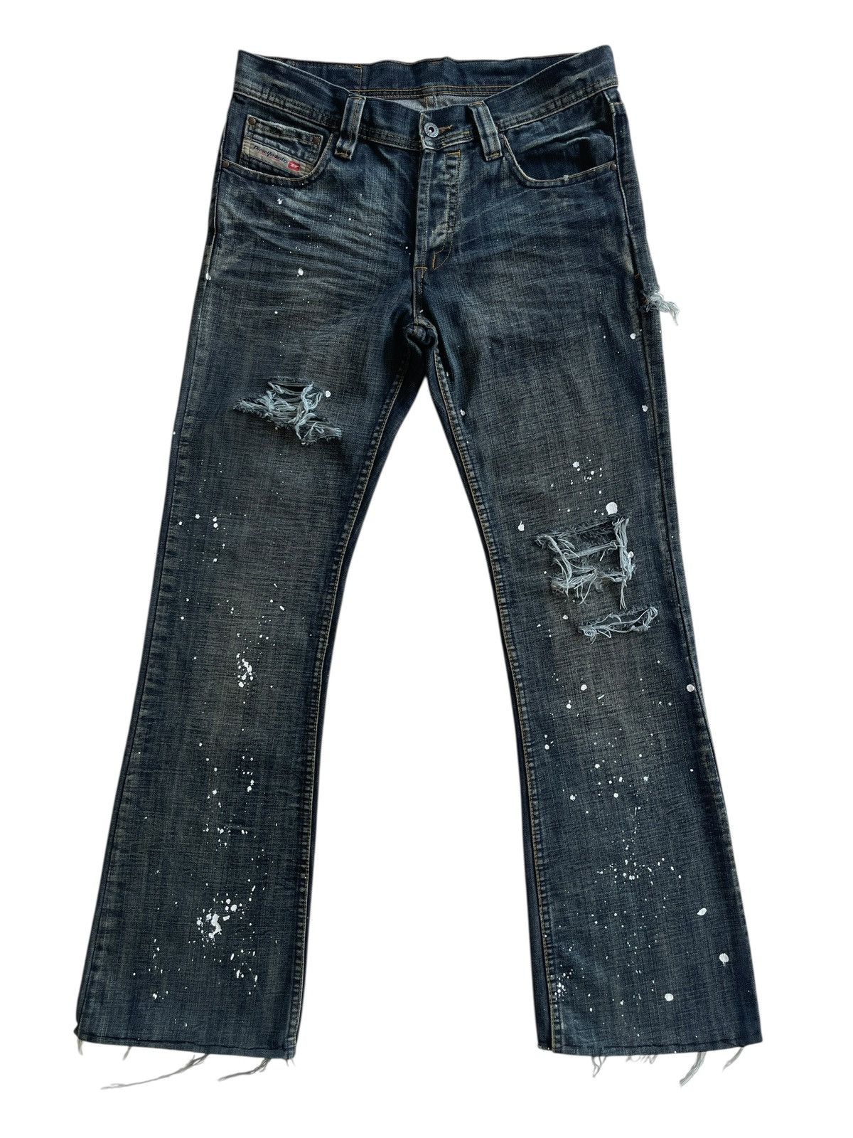 Diesel Paint Splatter Distressed Flare Dark Denim Size US 32 / EU 48 - 1 Thumbnail