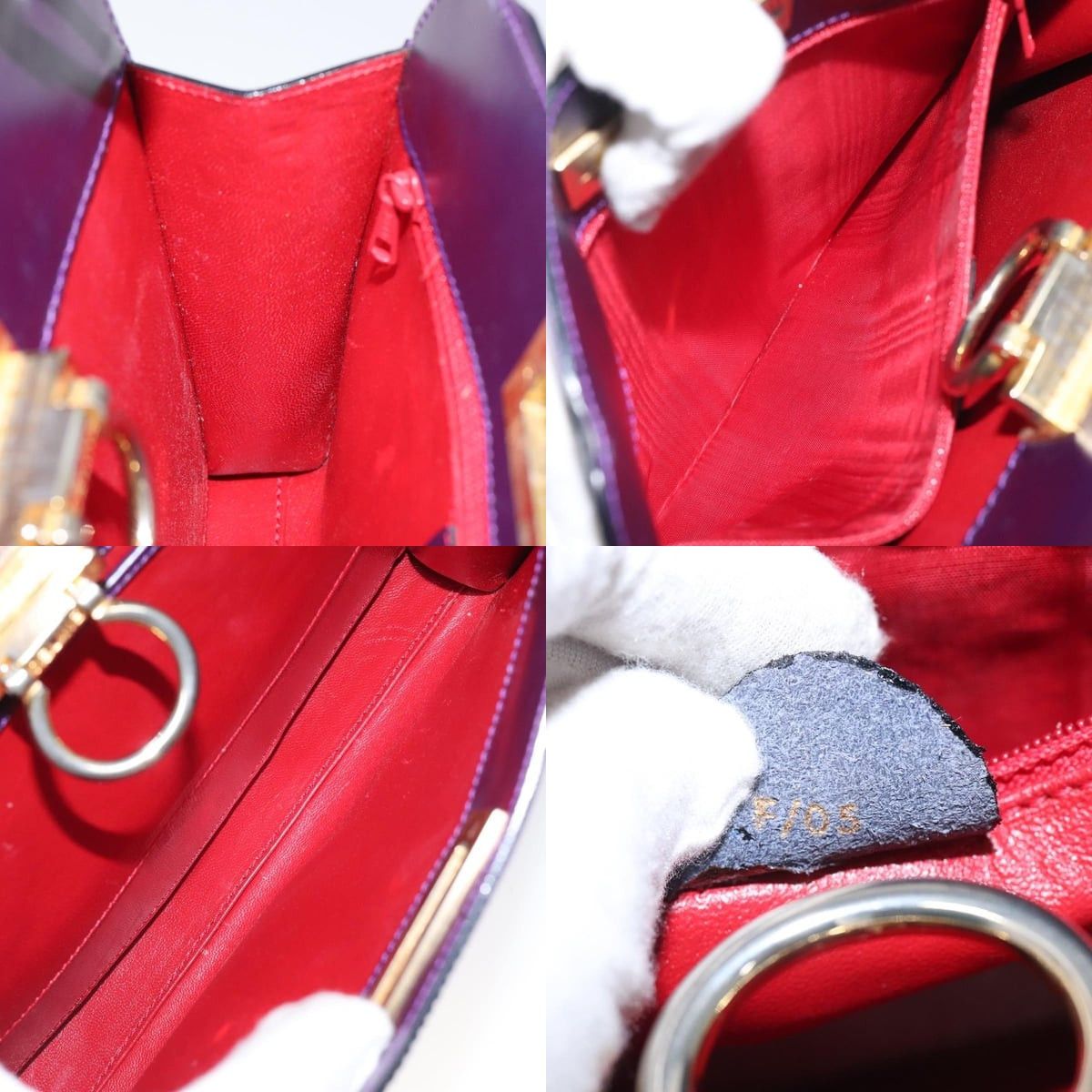 Celine CELINE Hand Bag Leather Purple Gold Size ONE SIZE - 12 Thumbnail