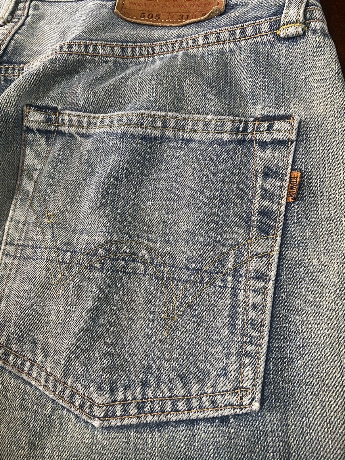 Edwin VINTAGE EDWIN 505 SELVEDGE DISTRESSED DENIM JEANS mud wash Size US 33 - 14 Thumbnail