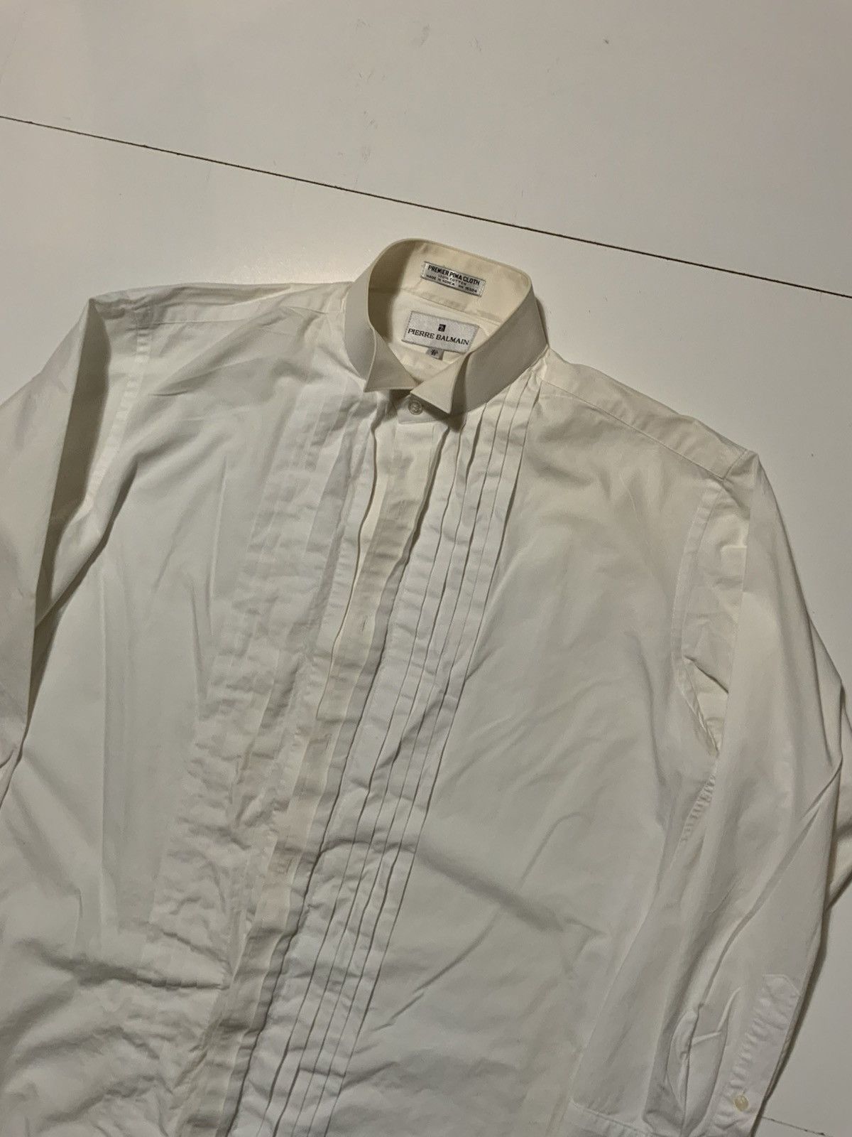 Pierre Balmain × Vintage Pierre Balmain Plisse French Cuff Tuxedo Ruffled Dress Shirt Size US M / EU 48-50 / 2 - 3 Thumbnail