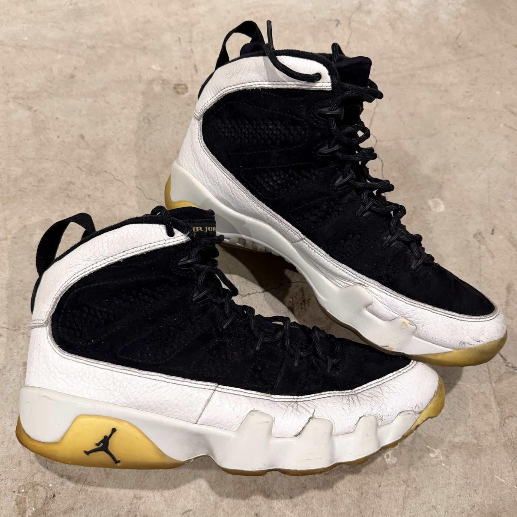 Jordan Brand Air Jordan 9 Retro City of Flight Mens Size 8 Black White Gold DISTRESS Sneaker City of Flight Jordan 9 Retro Mens Size ONE SIZE - 2 Thumbnail