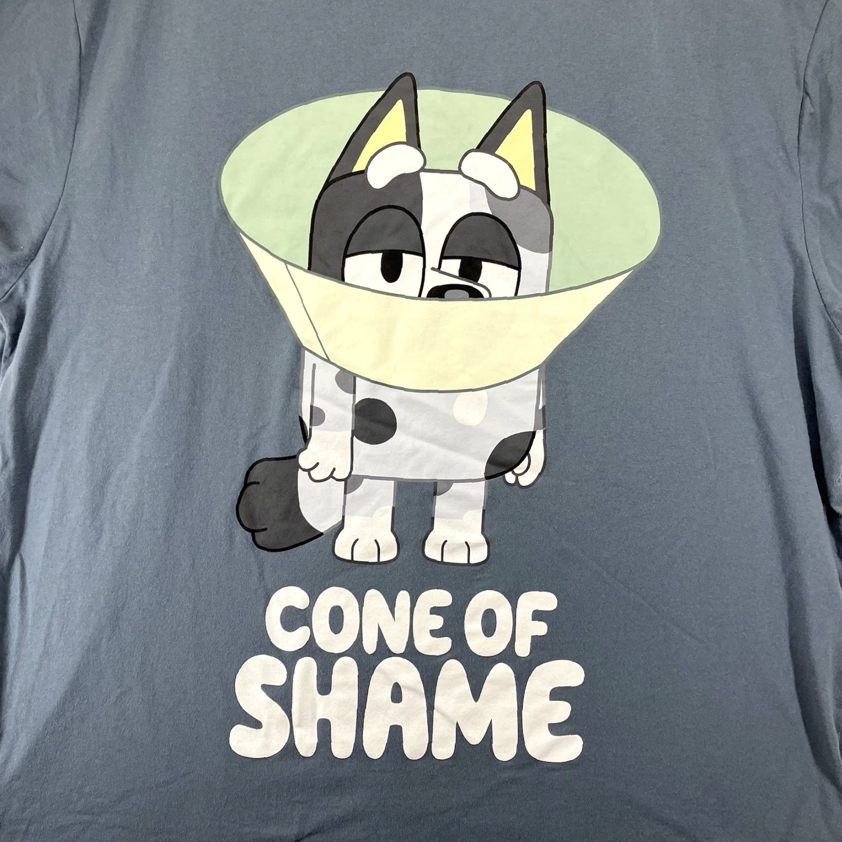Vintage Bluey Women's T Shirt 2XL Front Funny Cone Of Shame Graphic Embroidered Sleeve Size XXL / US 16-18 / IT 52-54 - 3 Thumbnail