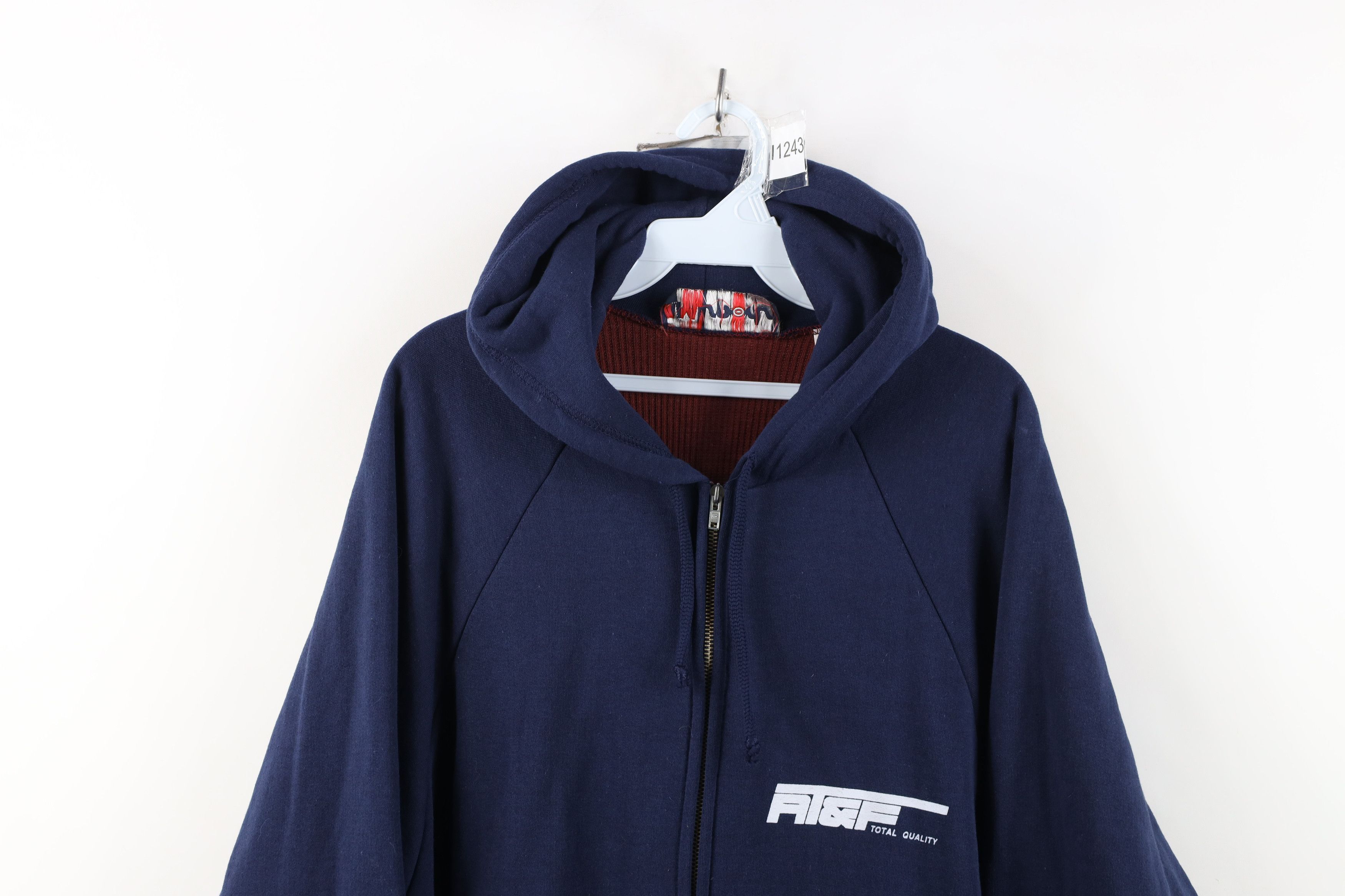 Vintage Deadtock Vintage 80s 90s Thermal Waffle Lined Hoodie Blue Size US XL / EU 56 / 4 - 2 Thumbnail
