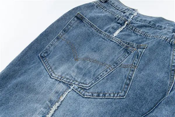 Japanese Brand VIBE Men's trendy raw edge stitching gradient washed jeans Size US 32 / EU 48 - 4 Thumbnail