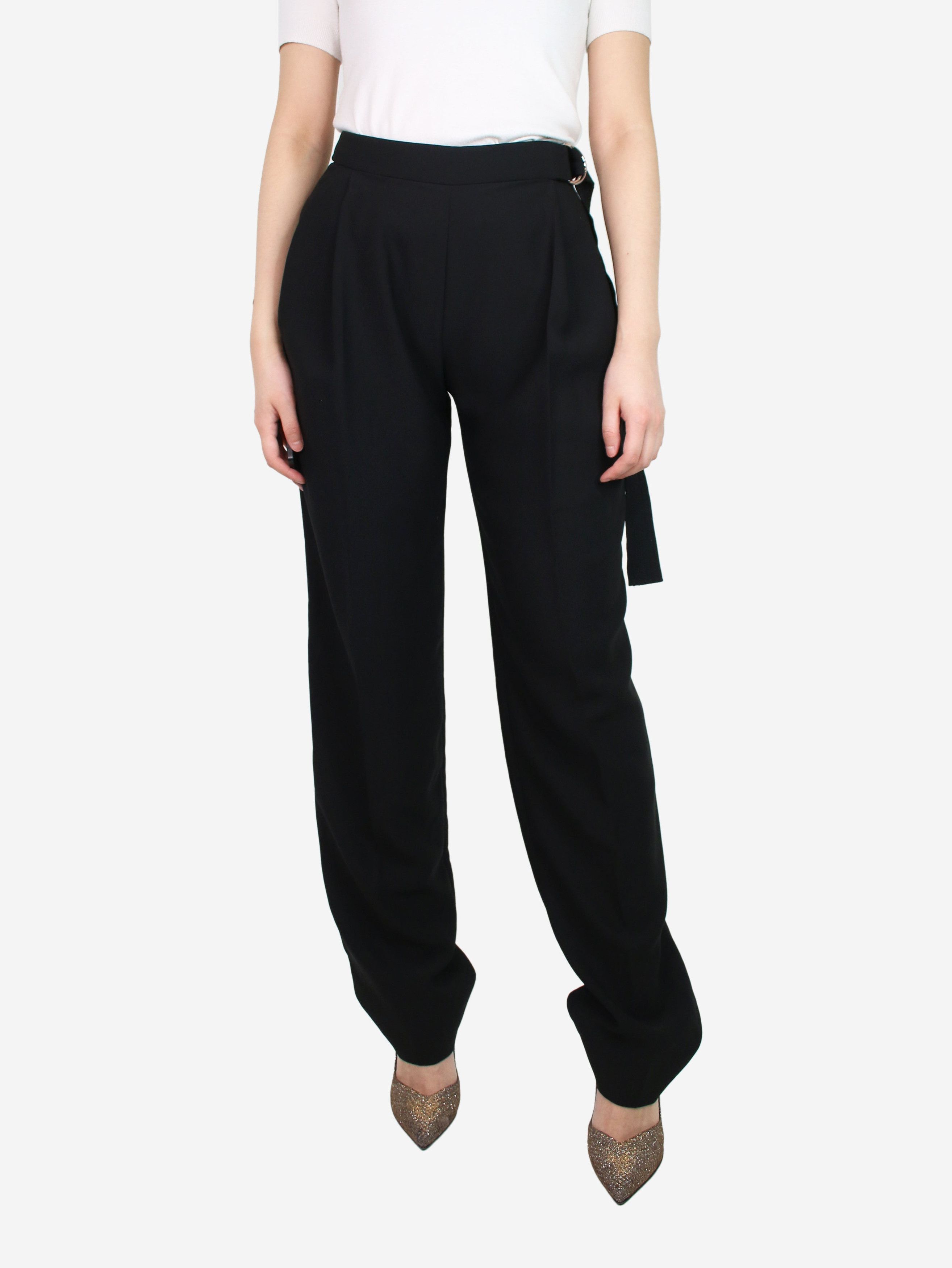 image of Carven Black Pleated Trousers - Size Uk 6, Women's