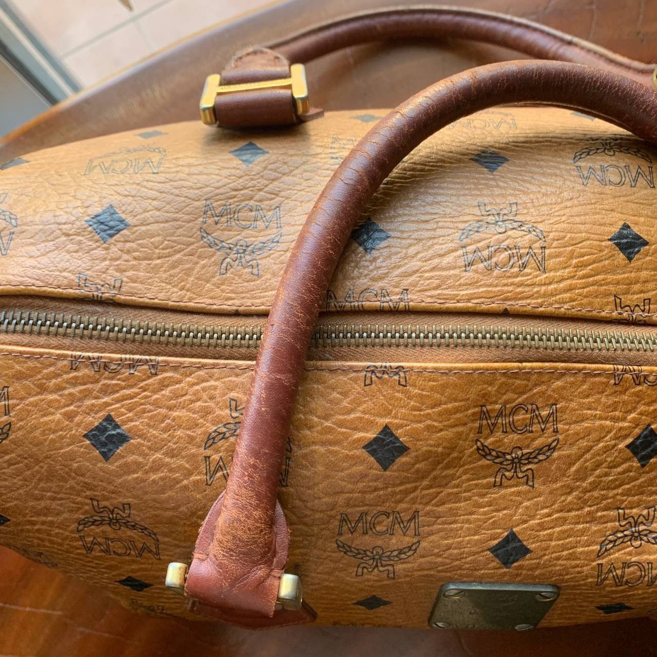 MCM Vintage MCM Boston Brown Visetos Leather Hand Bag Size ONE SIZE - 20 Thumbnail