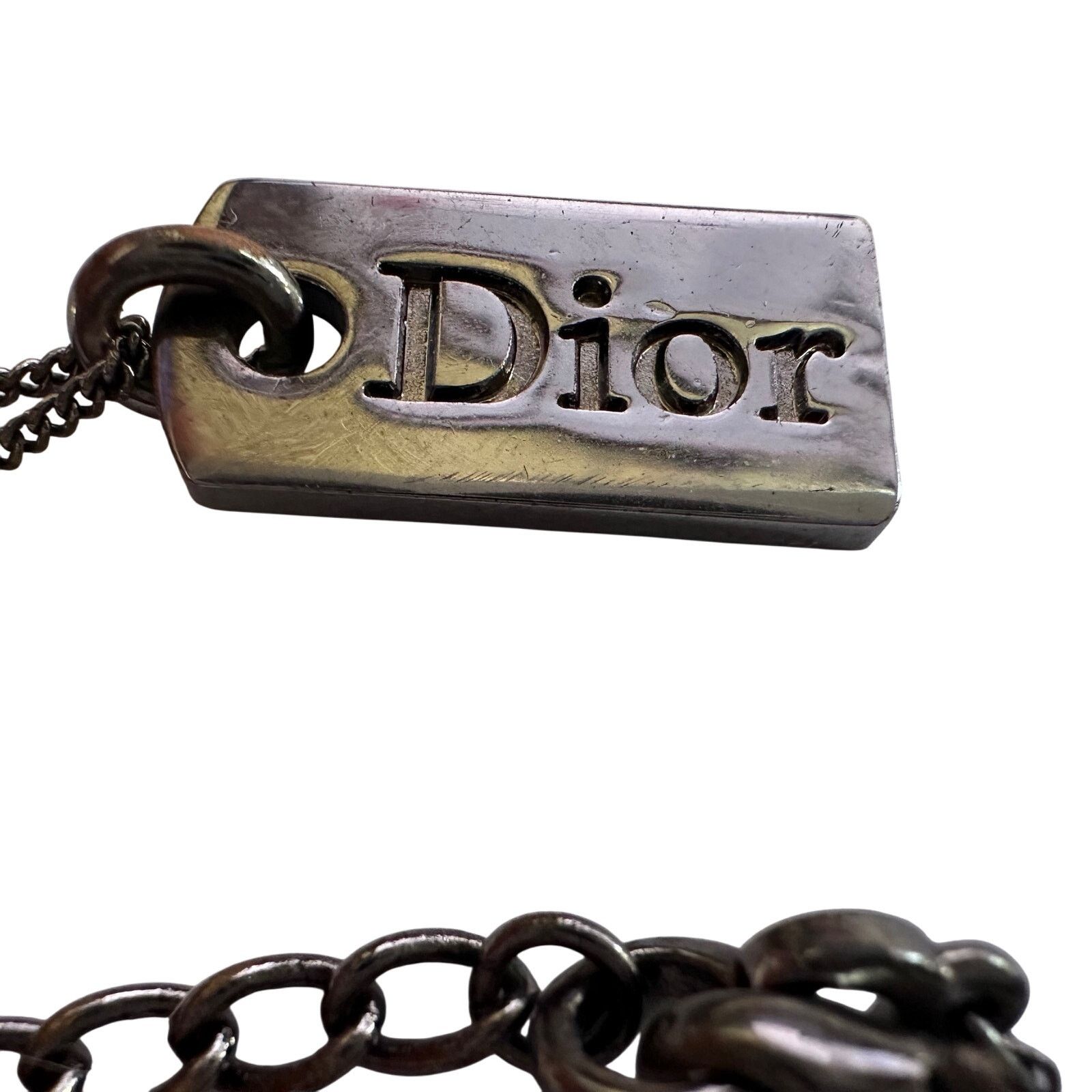Dior Christian Dior Dog Tag Style Necklace - Gunmetal Size ONE SIZE - 1 Thumbnail