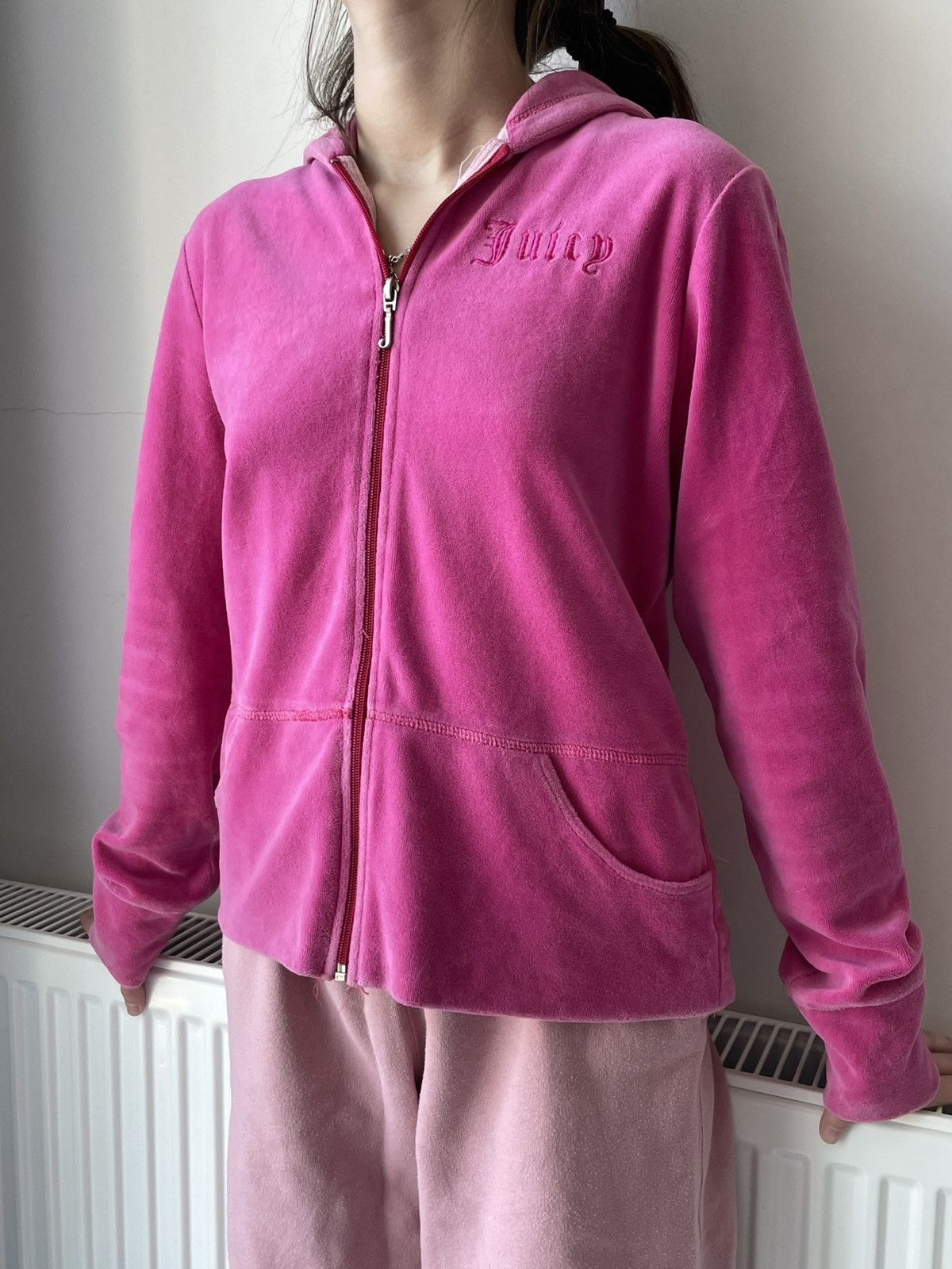 Juicy Couture Vintage 00’s Juicy Couture Pink Y2K Zip Hoodie Big Logo RARE Size XL / US 12-14 / IT 48-50 - 2 Thumbnail