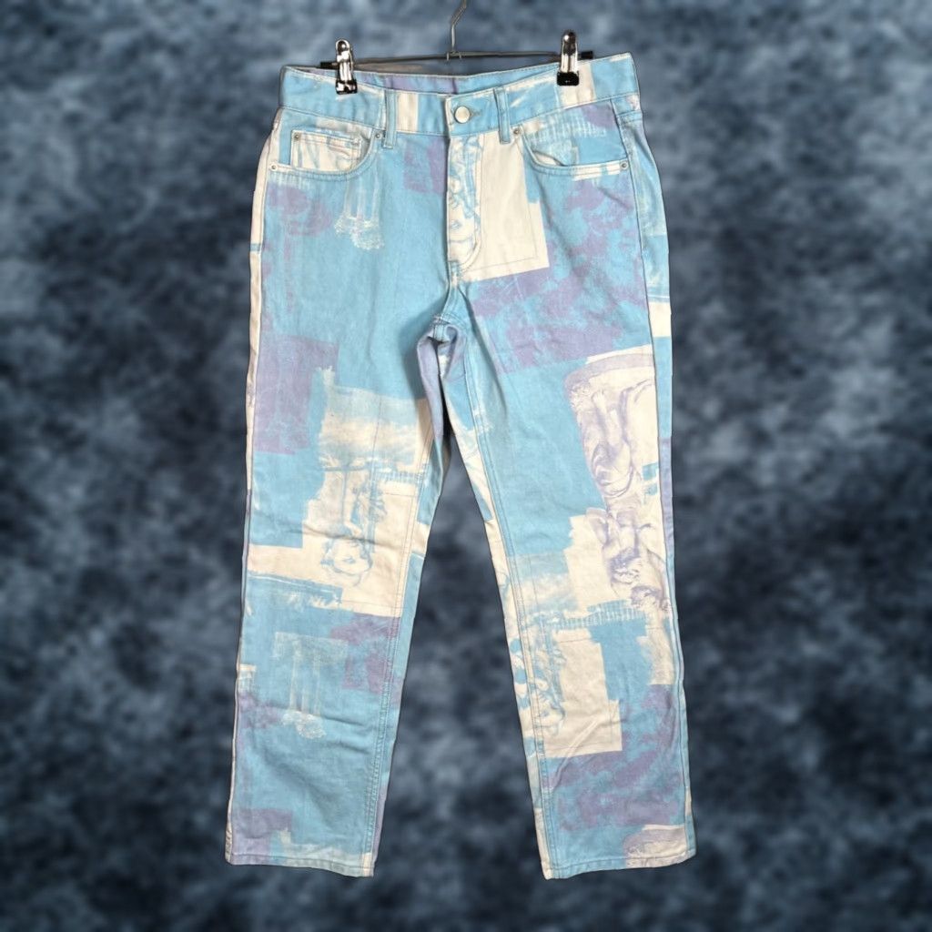 Bdg BDG Cowgirl Jean 27 Blue Abstract Statue Print Straight Leg Denim Pants Womens Size 27" / US 4 / IT 40 - 1 Thumbnail