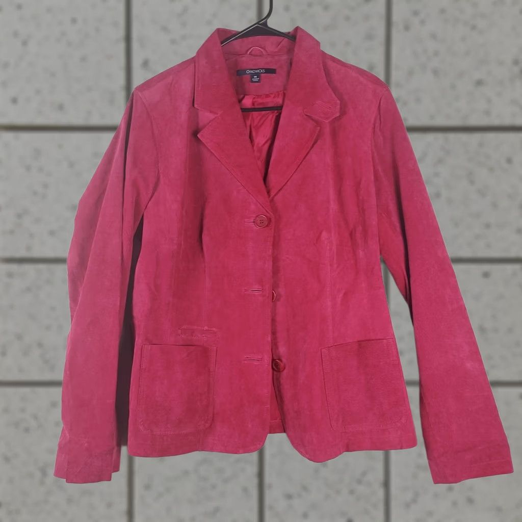 Vintage VINTAGE Chadwicks Womens Blazer Jacket 14 Pink Berry Suede Leather Mid-Length Button Casual Business Womens Classic 90s Size XL / US 12-14 / IT 48-50 - 1 Thumbnail