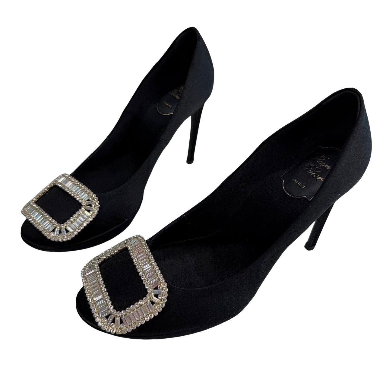 Roger Vivier Roger Vivier Crystal Buckle Satin Heels Size 39 Size US 9 / IT 39 - 1 Thumbnail