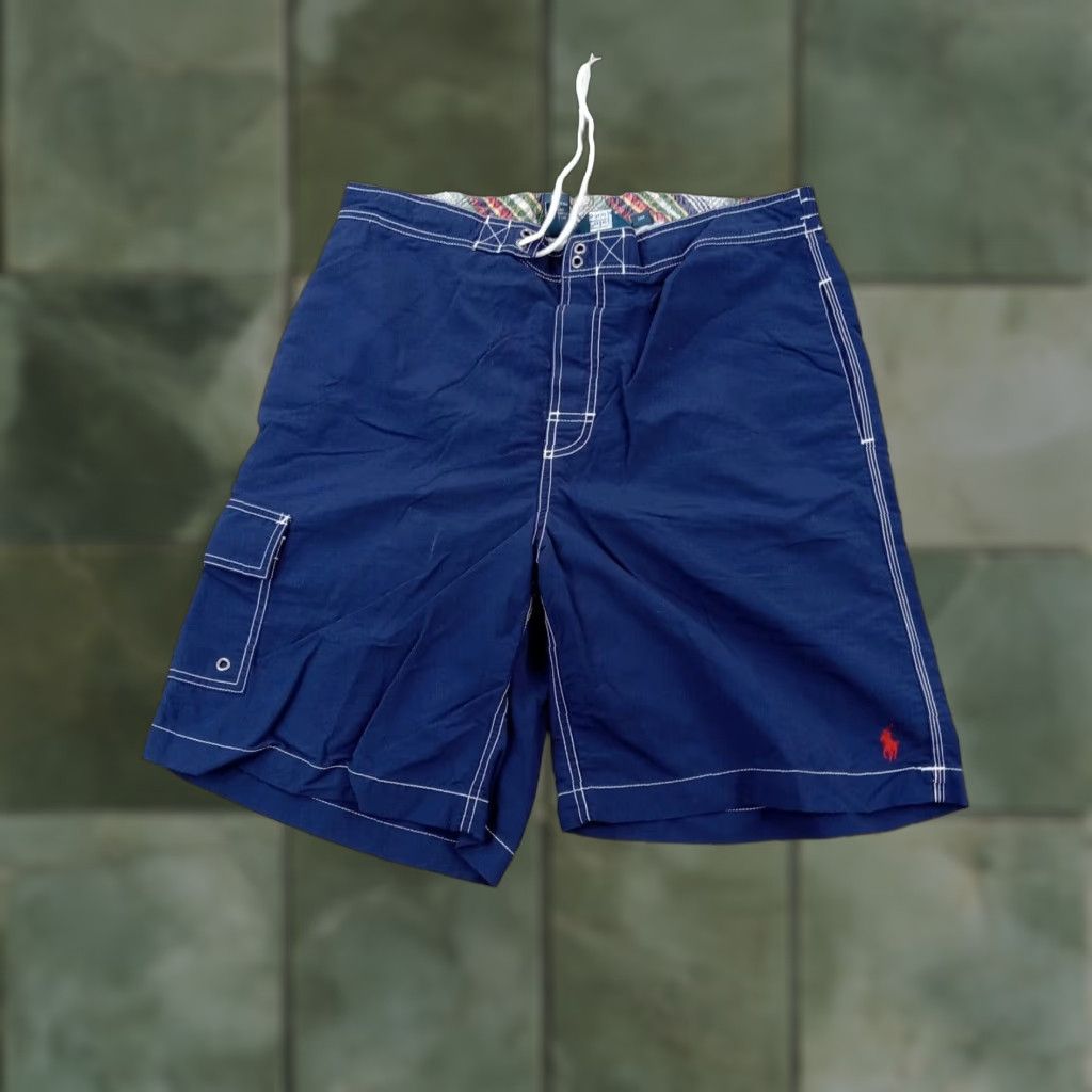 Polo Ralph Lauren Polo Ralph Lauren Board Shorts Mens Large Blue Mesh Lined Drawstring Pockets Size US 33 - 1 Thumbnail