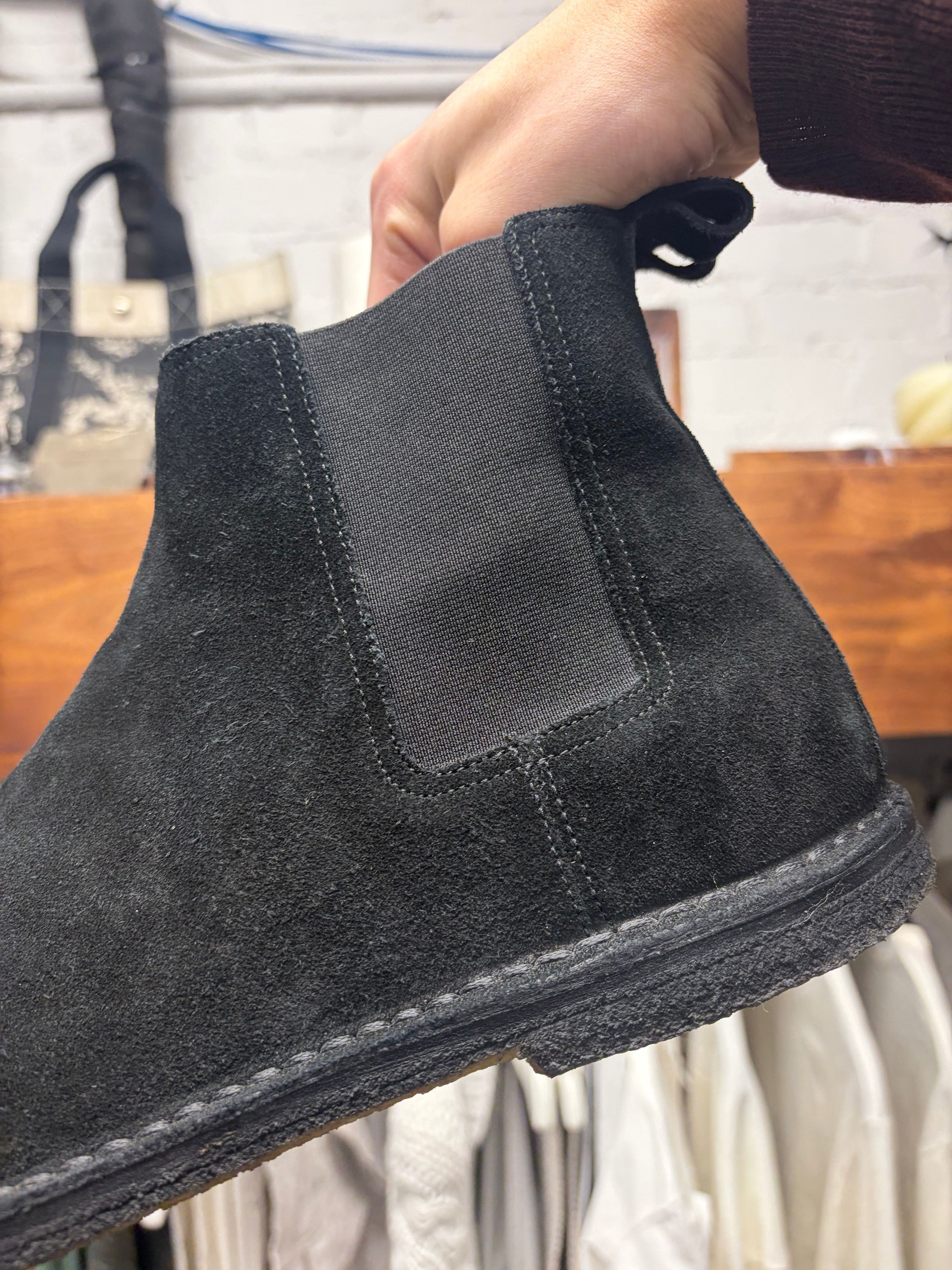 Saint Laurent Paris Saint Laurent Black Suede ‘Chelsea Boot’ With Crepe Sole Size US 12 / EU 45 - 2 Thumbnail