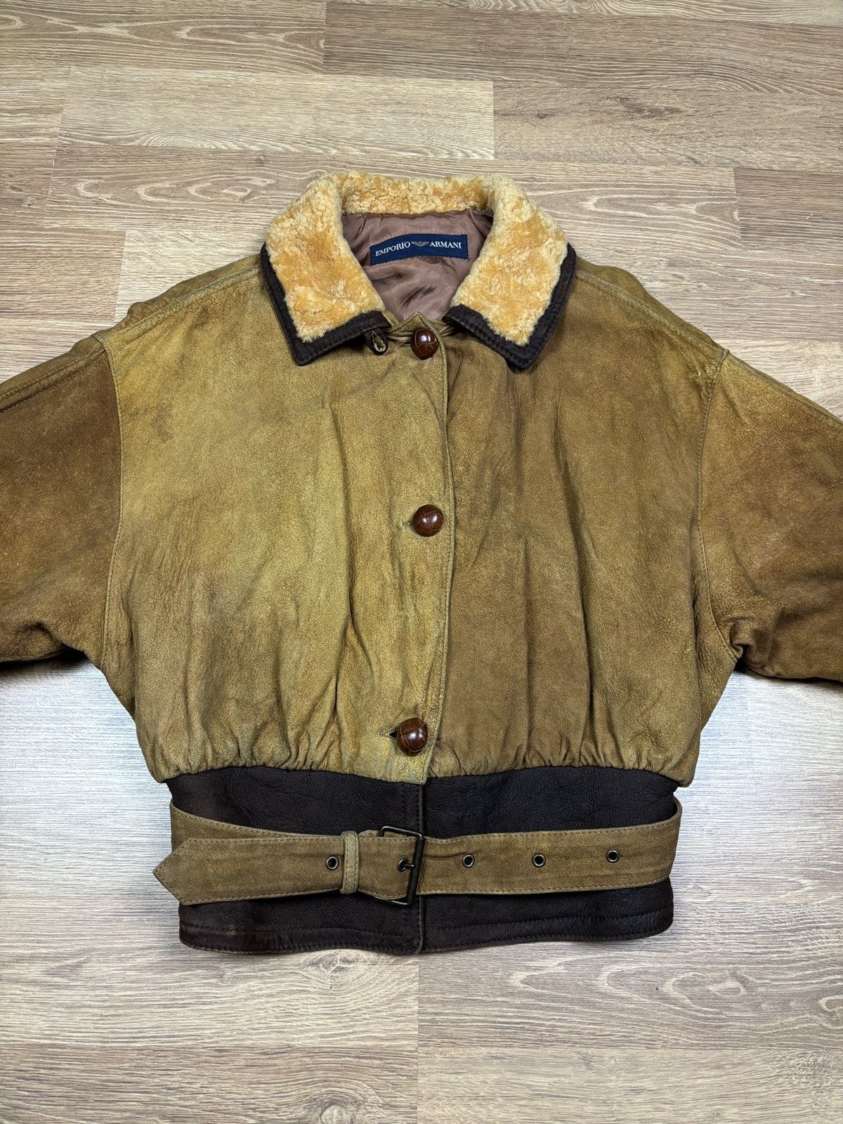 Emporio Armani 90s Emporio Armani Shearling Collar Suede Aviator Jacket Size US S / EU 44-46 / 1 - 5 Thumbnail