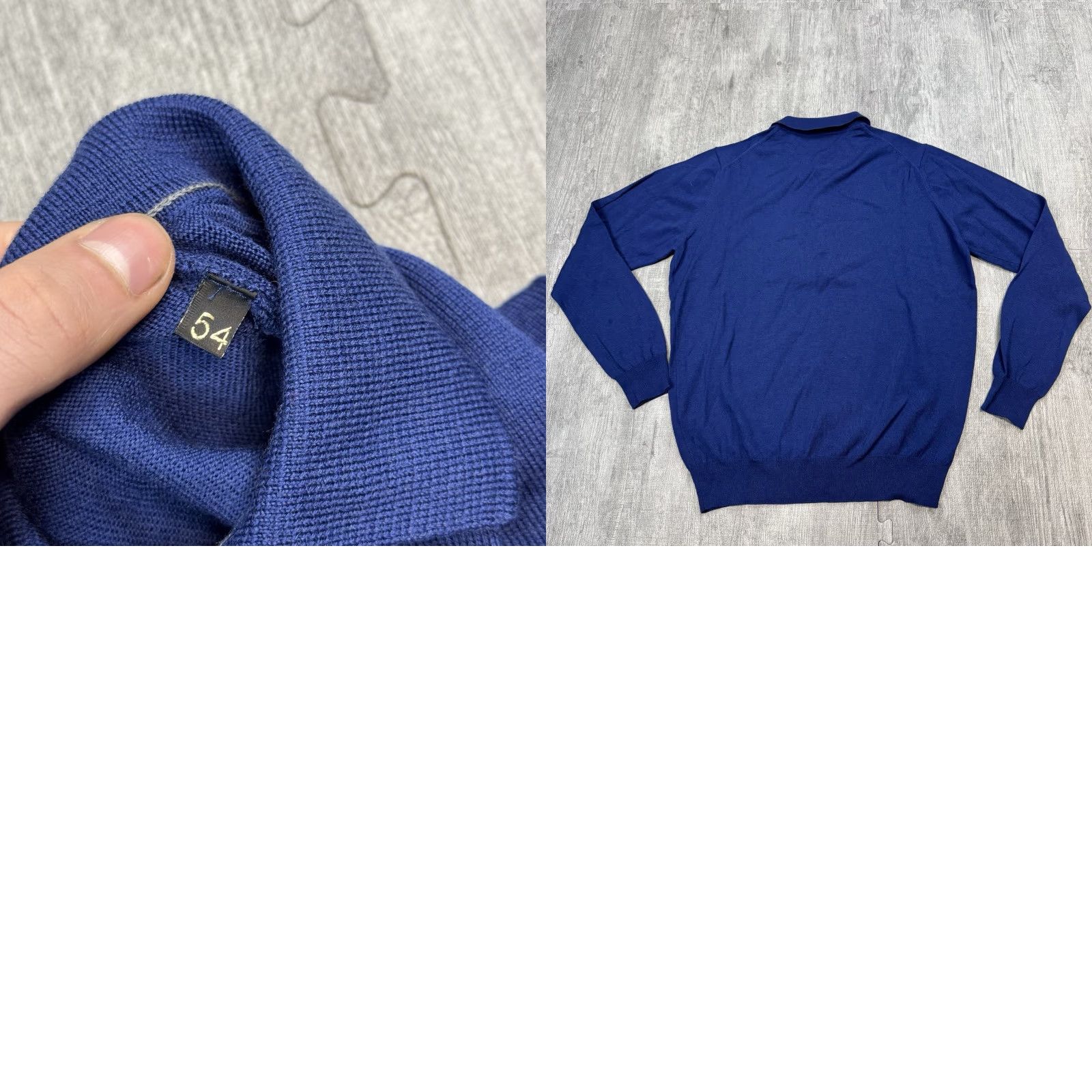 Corneliani CORNELIANI Men's Blue Wool Sweater EU 54 US 44 L Collared Fine Knit Luxury Size US XXL / EU 58 / 5 - 8 Thumbnail