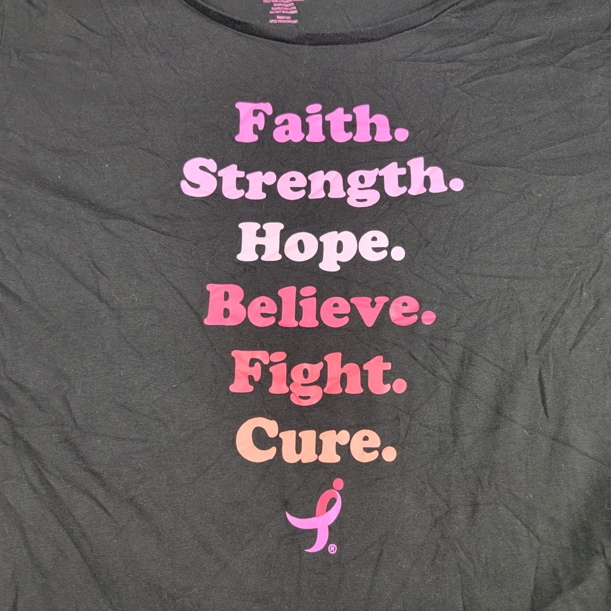 Other Susan G Komen Womens 3X Black Graphic Tee Shirt Faith Streng Size 3XL / US 20-22 - 3 Thumbnail