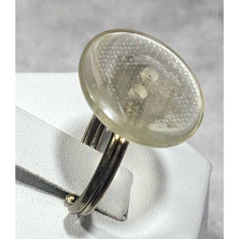 Other Handmade Upcycled Clear Textured Button Ring Size 6 Size ONE SIZE - 2 Thumbnail