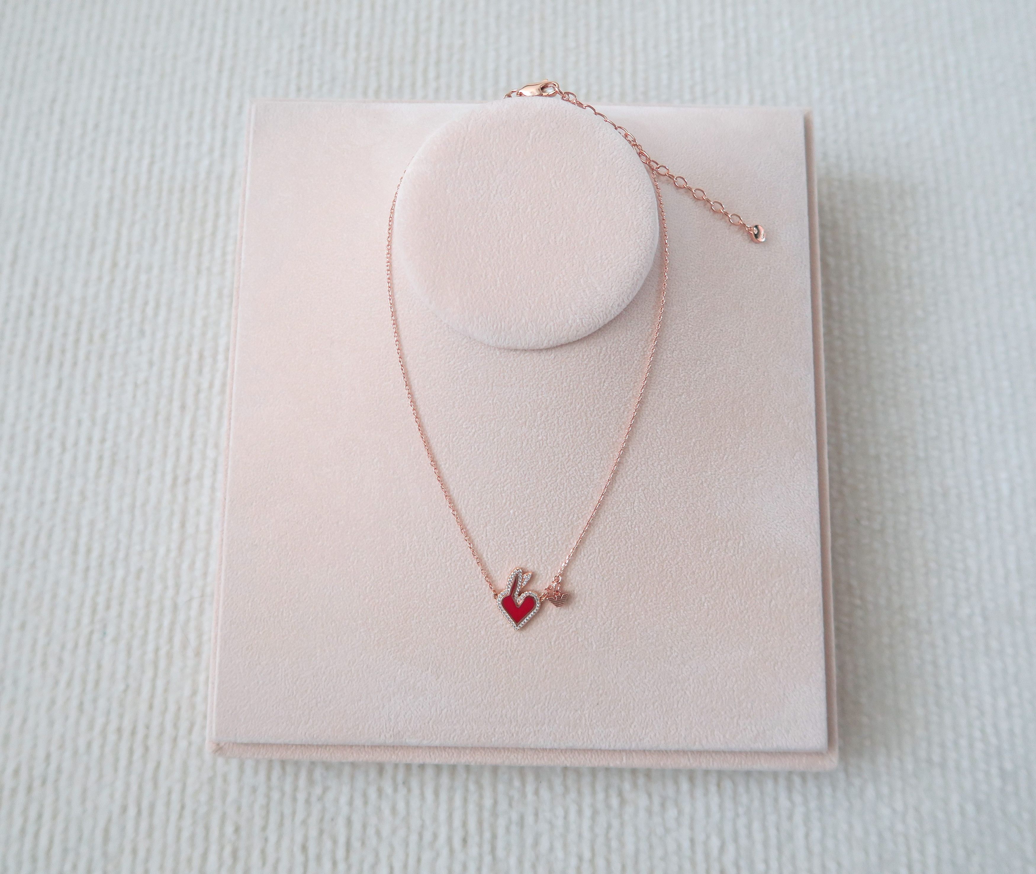 Emporio Armani Emporio Armani Red Rabbit Heart Lacquer Station Necklace Size ONE SIZE - 4 Thumbnail