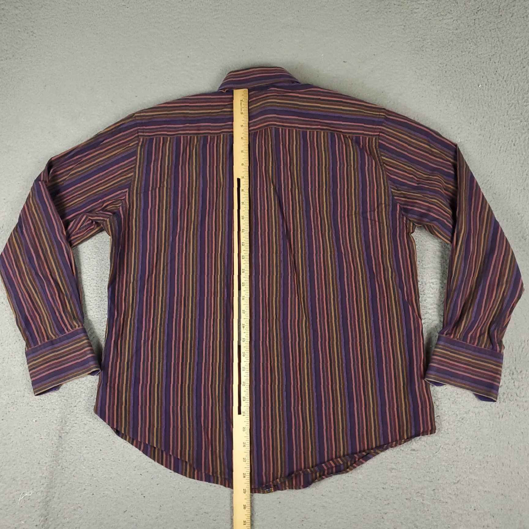 Robert Graham VINTAGE Robert Graham Shirt Mens Large Purple Red Striped Button-Up Long Sleeve – Regular Fit, Cotton, Classic American Style, 90s/Preppy, Mens Size US L / EU 52-54 / 3 - 4 Thumbnail