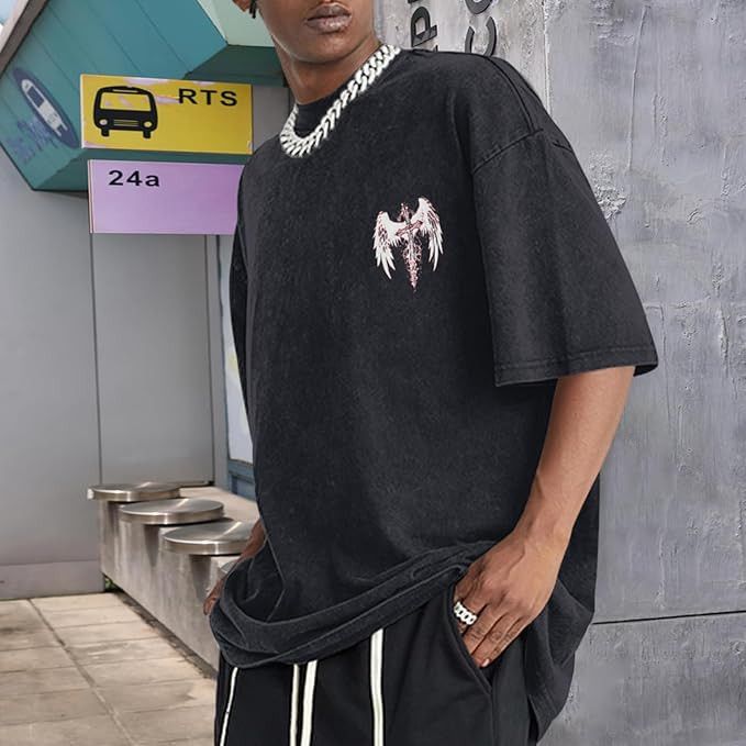 Other Gothic Cross Acid Wash Oversized Tee Size US L / EU 52-54 / 3 - 3 Thumbnail