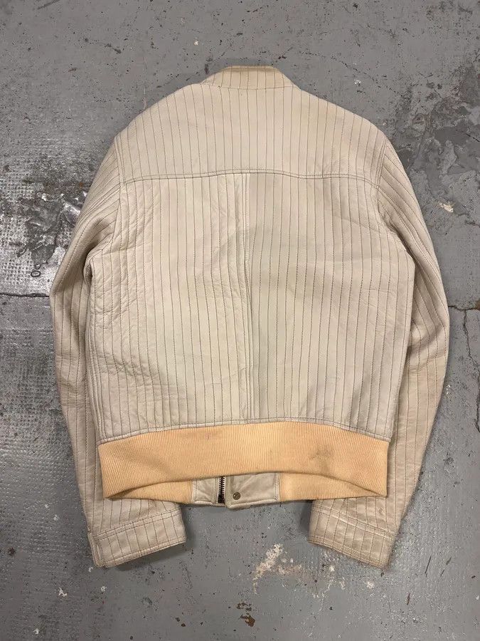 Dolce & Gabbana 2000s Dolce & Gabbana Vertical Cream White Leather Jacket Size US M / EU 48-50 / 2 - 8 Thumbnail