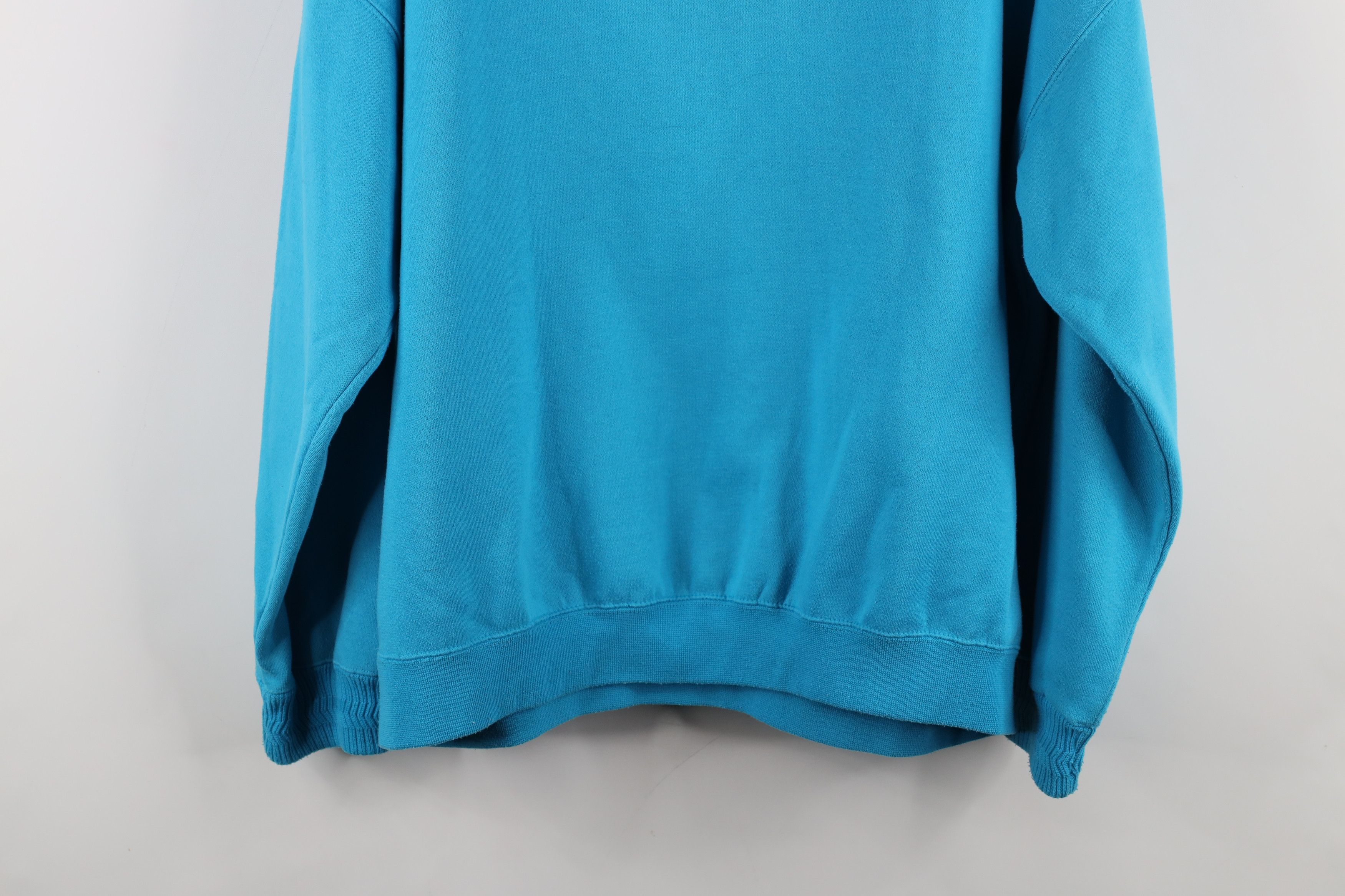 Vintage Vintage 90s Streetwear Blank Mock Neck Sweatshirt Blue Size US L / EU 52-54 / 3 - 12 Thumbnail
