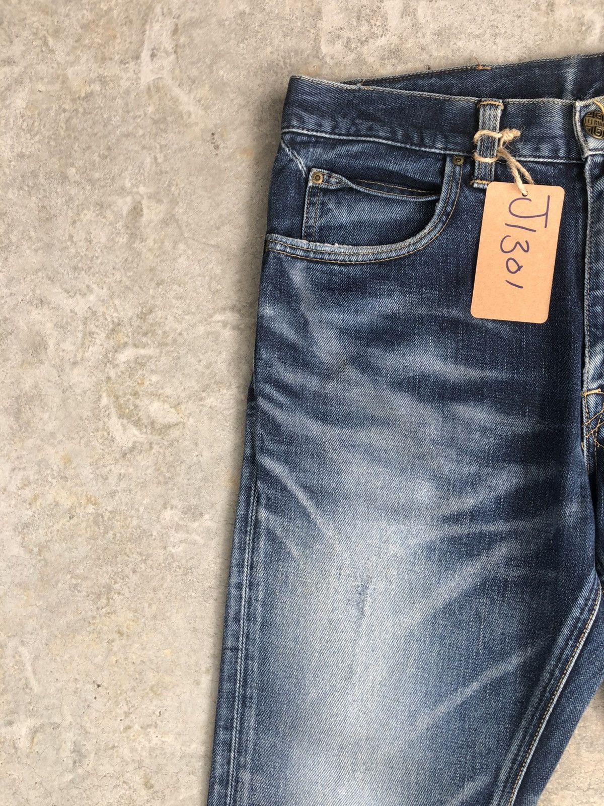 If Six Was Nine Japanese Lee Flared Jeans Distressed Denim Size US 33 - 4 Thumbnail