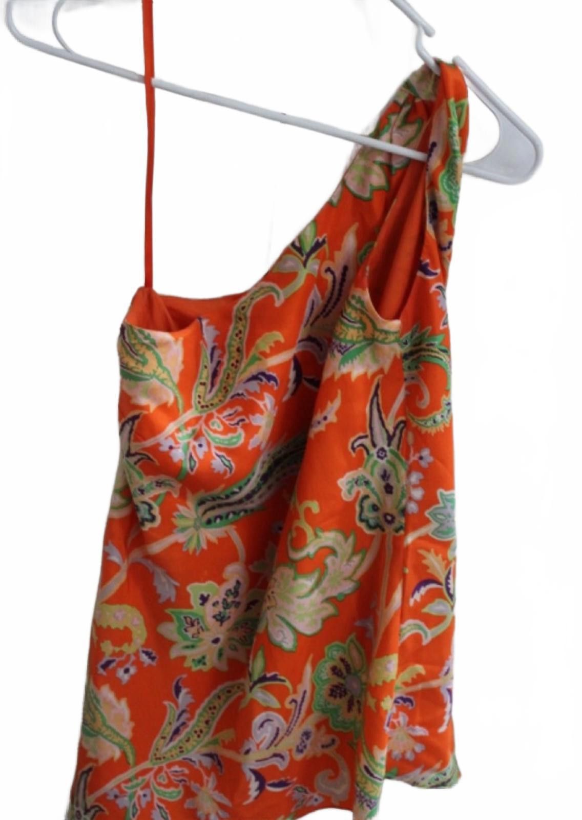 Other Etcetera Women's 6 Orange Floral One-Shoulder Sleeveless Top Size M / US 6-8 / IT 42-44 - 2 Thumbnail
