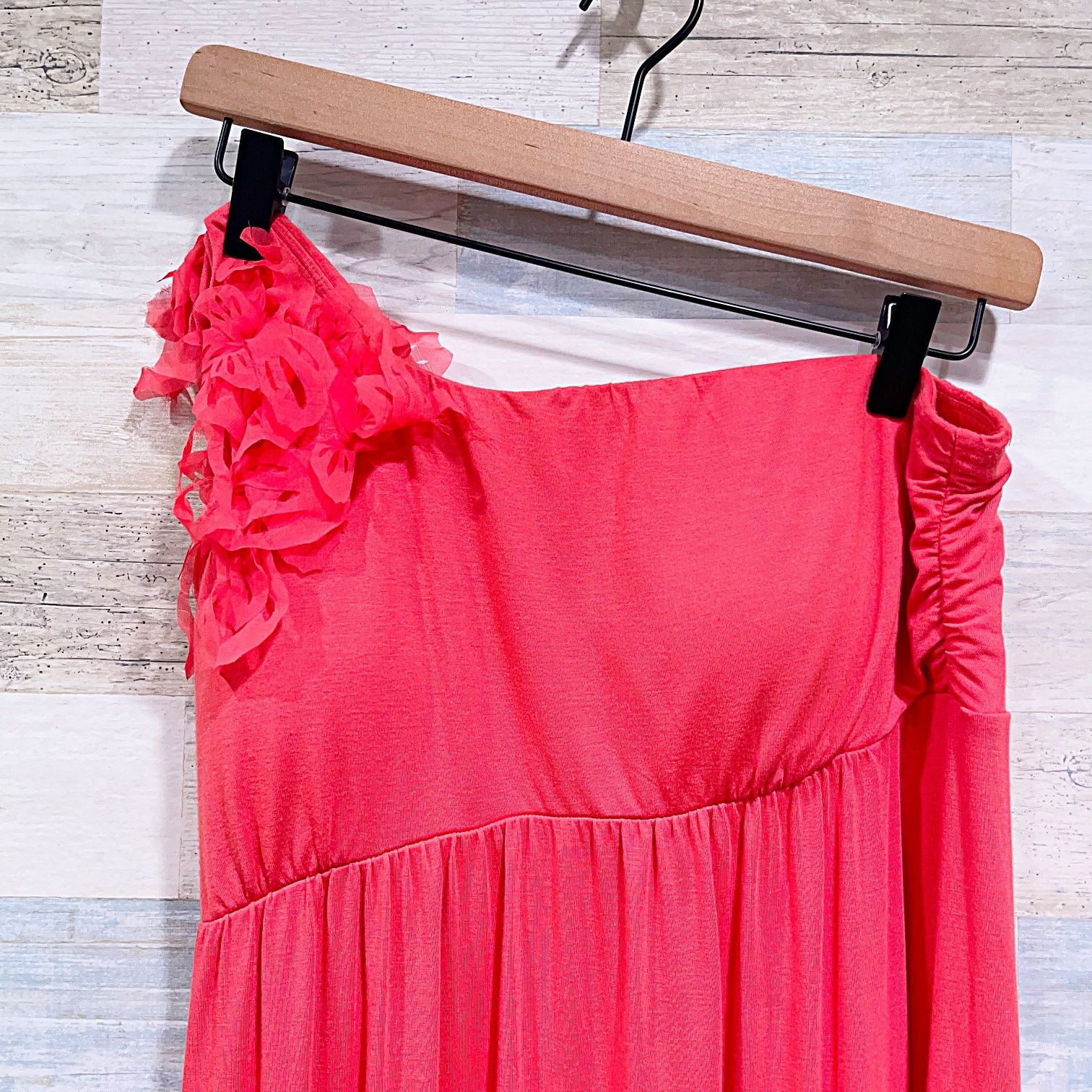 Other Soma Ruffle One Shoulder Maxi Jersey Dress Pink Sleeveless Size L / US 10 / IT 46 - 2 Thumbnail