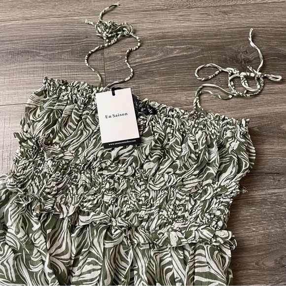 Other NWT En Saison Sole Midi Dress Abstract Print Green Sage Size Size S / US 4 / IT 40 - 5 Thumbnail