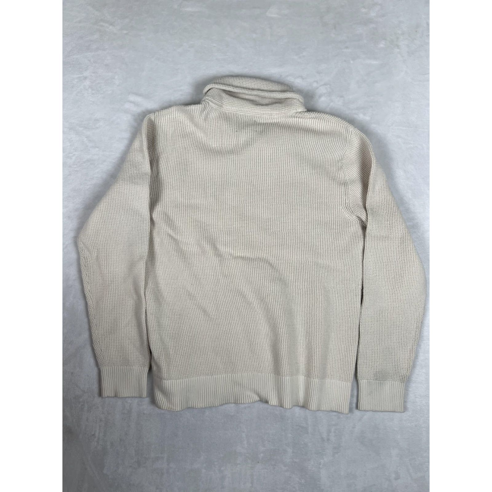 Abercrombie & Fitch VINTAGE Abercrombie & Fitch Sweater Mens Large Beige Shawl Collar Waffle Knit Pullover Size US L / EU 52-54 / 3 - 5 Thumbnail