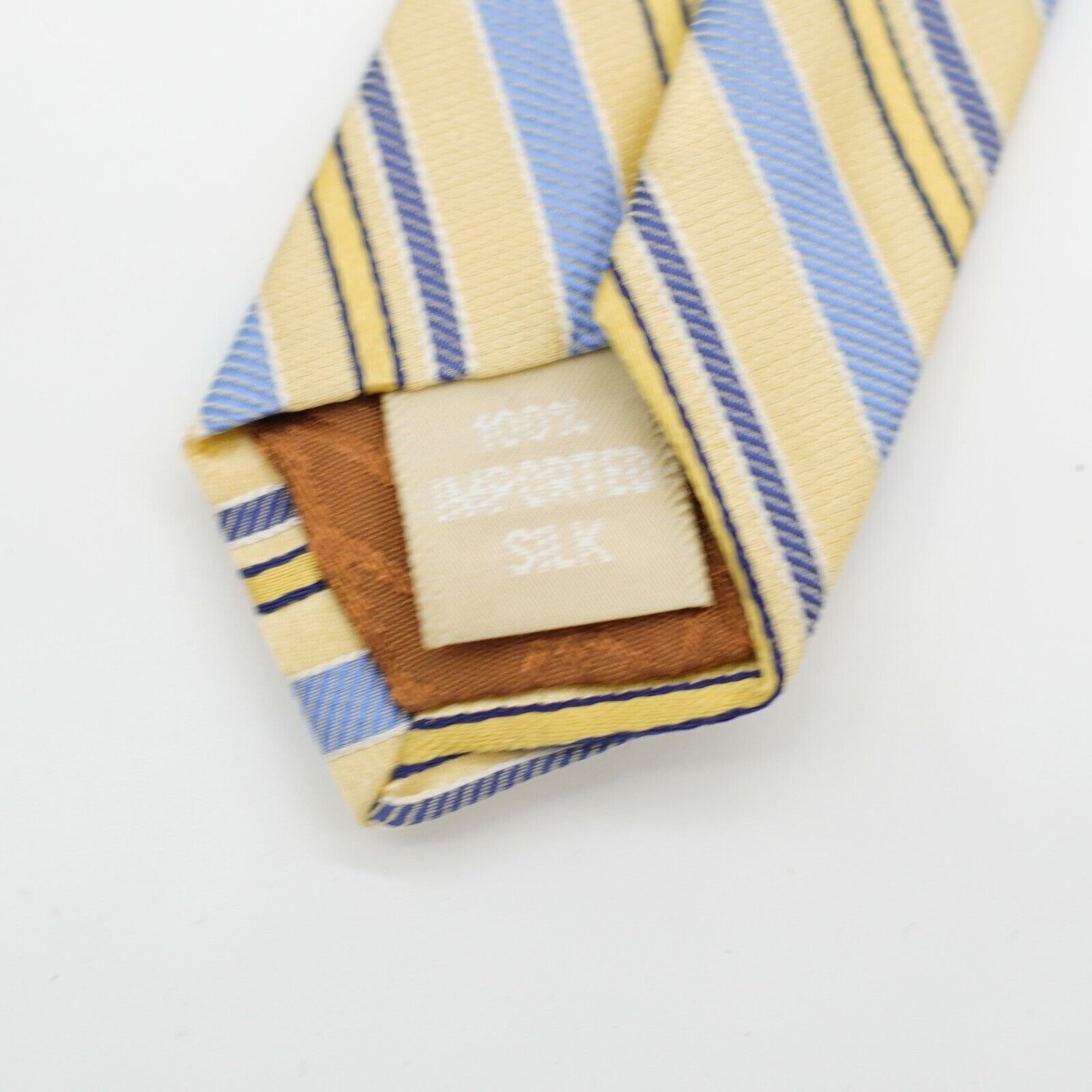 Michael Kors Michael Kors Yellow Blue Striped Woven Silk Tie Size ONE SIZE - 4 Thumbnail