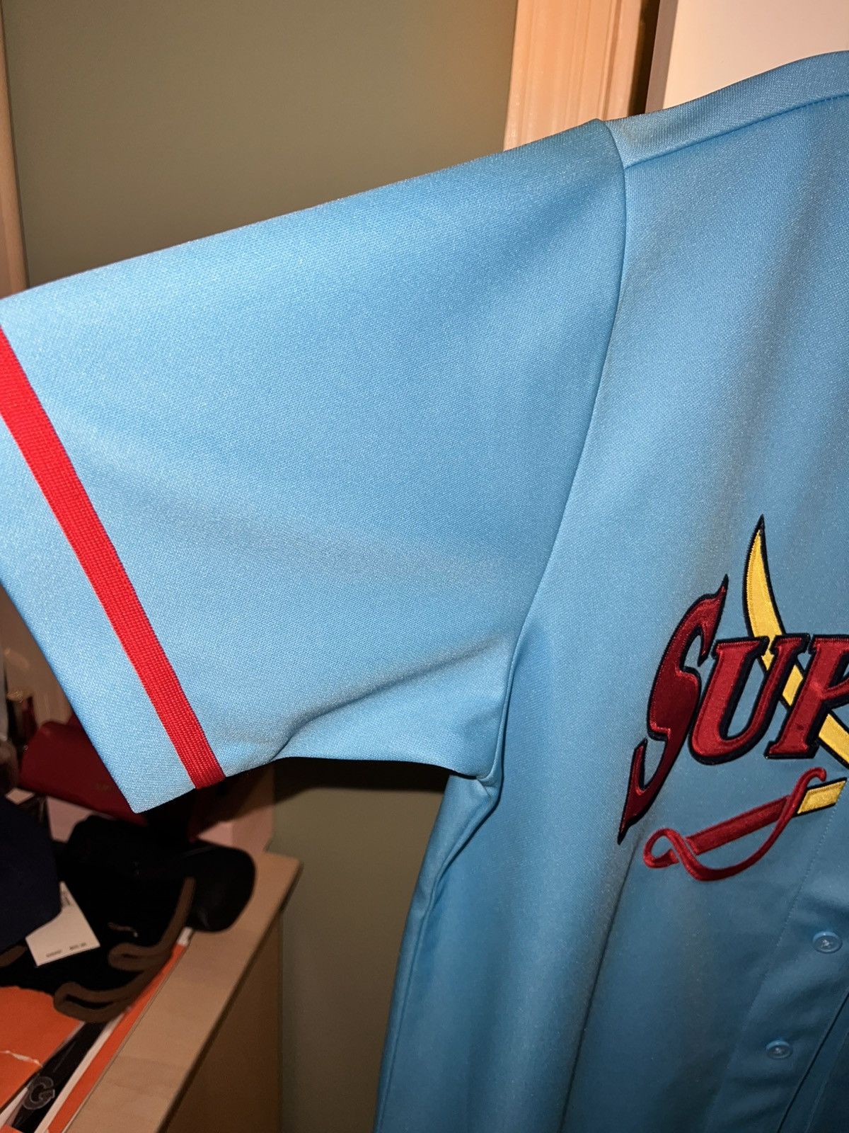 Supreme Supreme Swords Baseball Jersey (FW ‘25 - Blue) Size US S / EU 44-46 / 1 - 8 Thumbnail