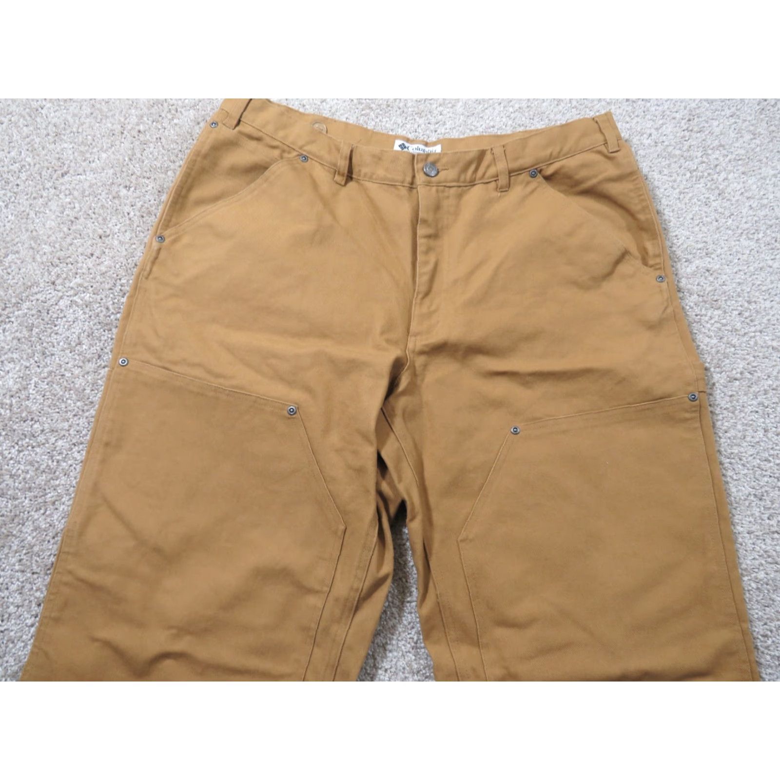 Doublet Columbia Pants Men's 36x30 Omni-Shield Canvas Workwear Double Knee Heavy Duty Cargo Pockets Brown Cotton Canvas Regular Straight 36x30 Mens Size US 36 / EU 52 - 3 Thumbnail