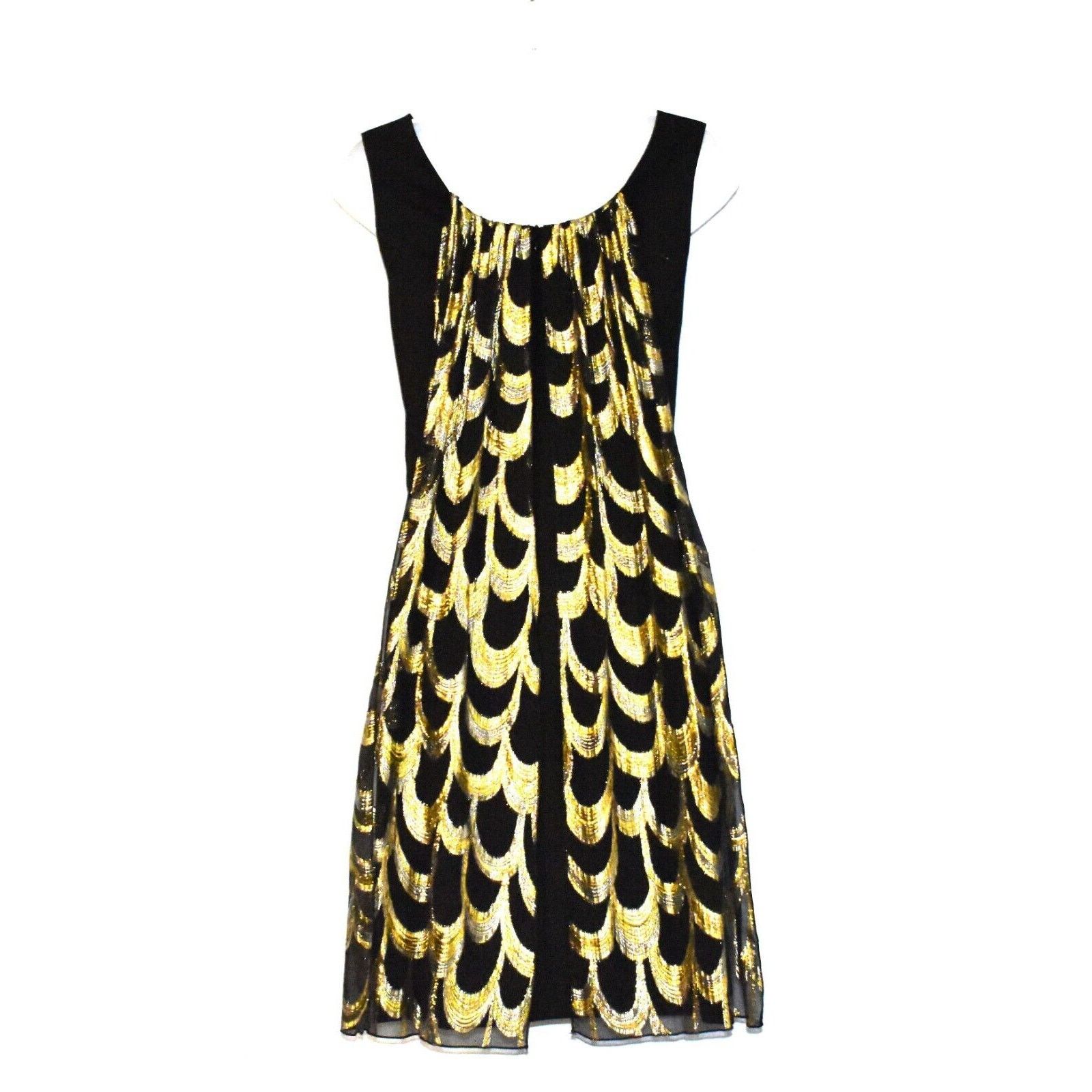 Trina Turk TRINA TURK Silk Chiffon Gold Metallic Back Sheath Dress Sz 6 Size M / US 6-8 / IT 42-44 - 2 Thumbnail
