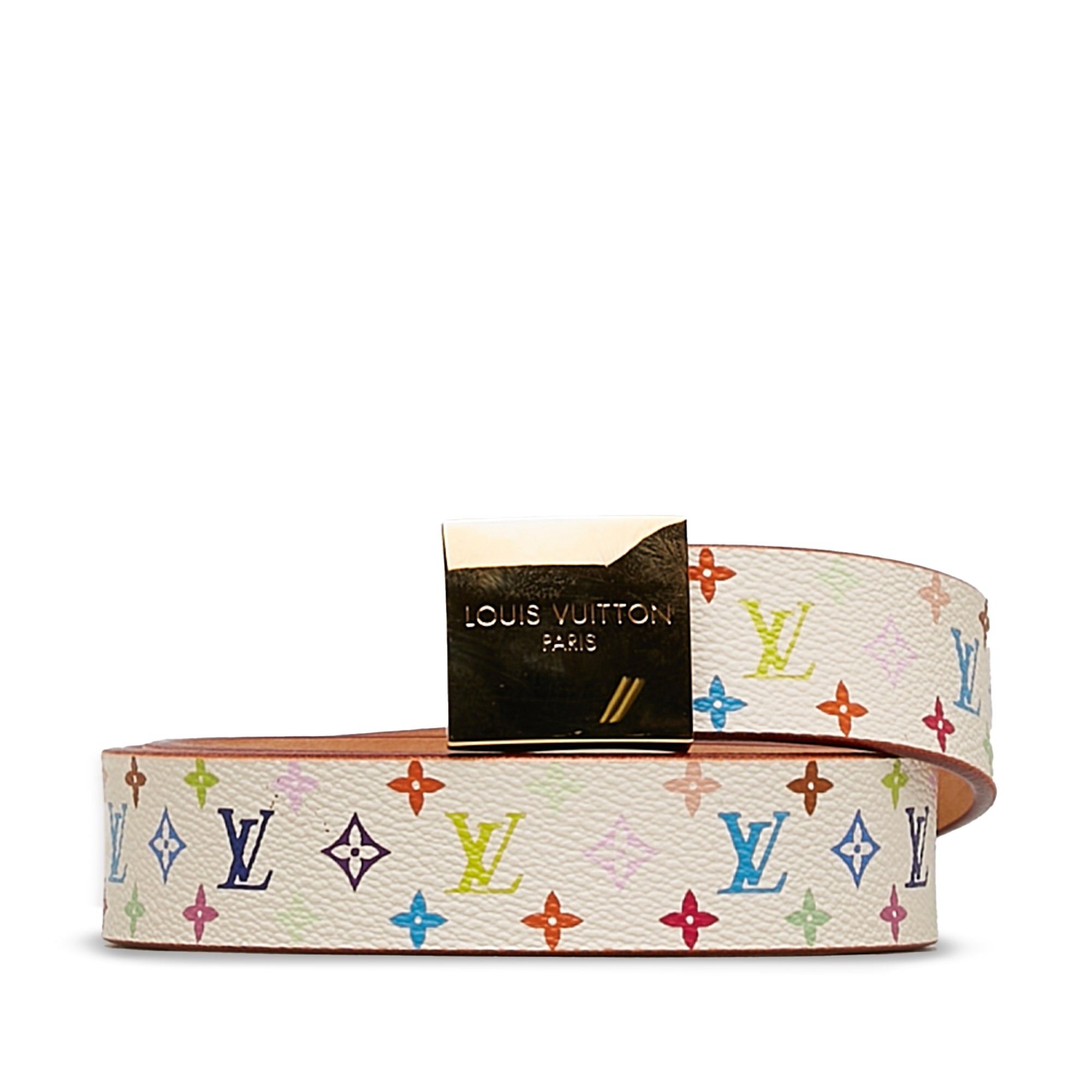 image of Louis Vuitton Monogram Multicolore Ceinture Belt in White, Women's