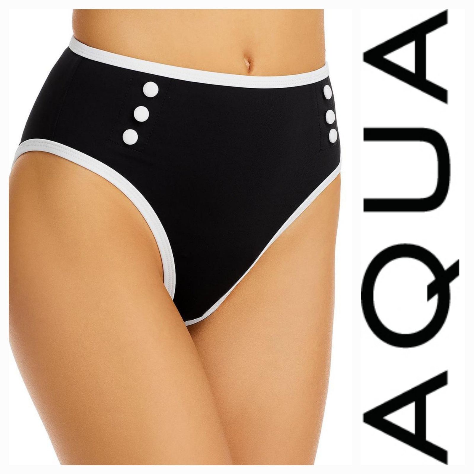 Other NWT Aqua Swim Pinup Button High Waist Bikini Bottom Sz. L Size ONE SIZE - 1 Thumbnail