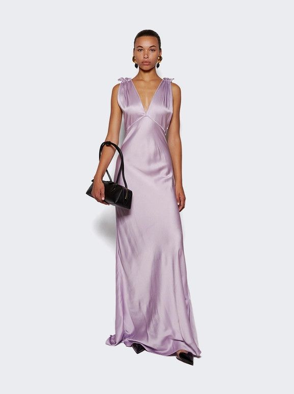Victoria Beckham o1mle0525 Gathered Shoulder Cami Gown in Petunia Pink Size L / US 10 / IT 46 - 2 Thumbnail