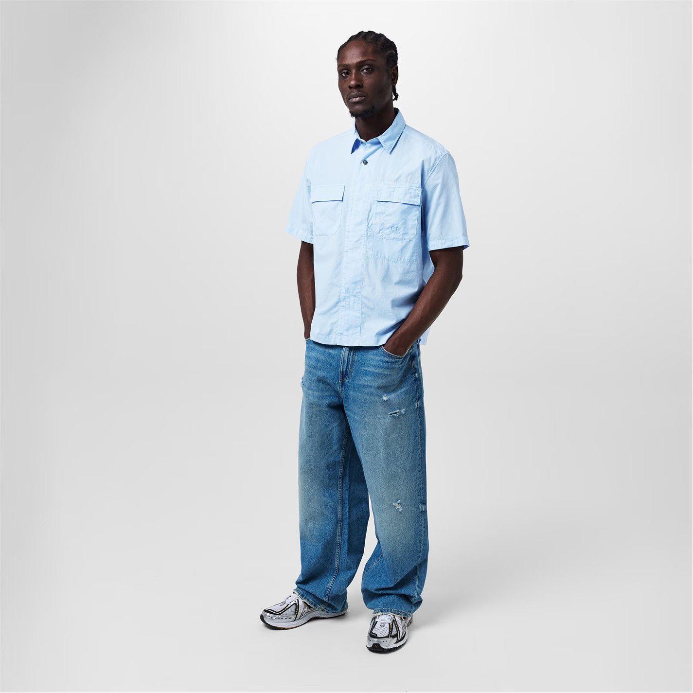 C.P. Company o1g2r1mq0426 Short Sleeve Ripstop Shirt in Blue Size US M / EU 48-50 / 2 - 5 Thumbnail