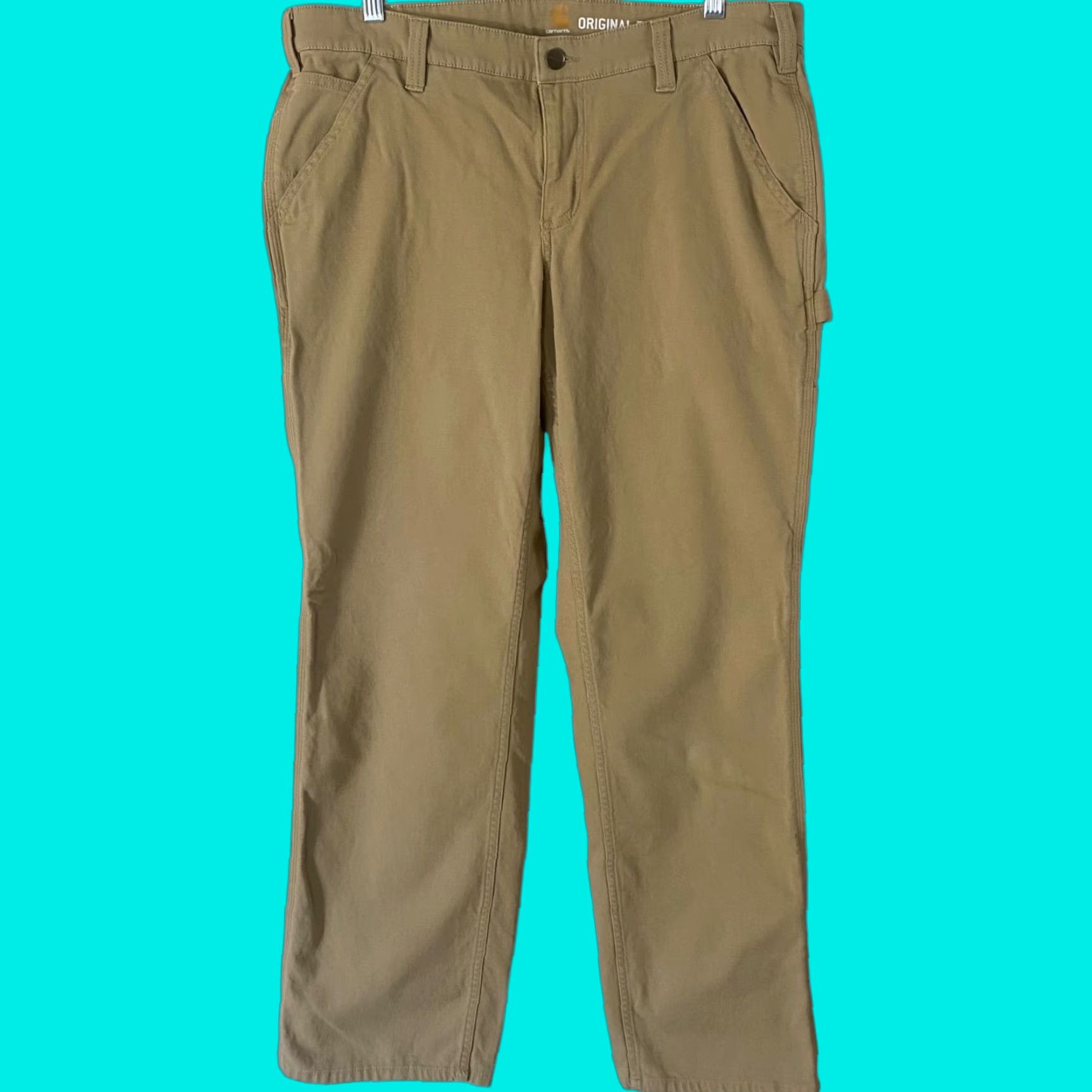 Carhartt VINTAGE Carhartt Women's Work Pants Casual Straight Leg Carpenter Cotton Blend Tan Size 14 Size 36" / US 14 / IT 50 - 1 Thumbnail