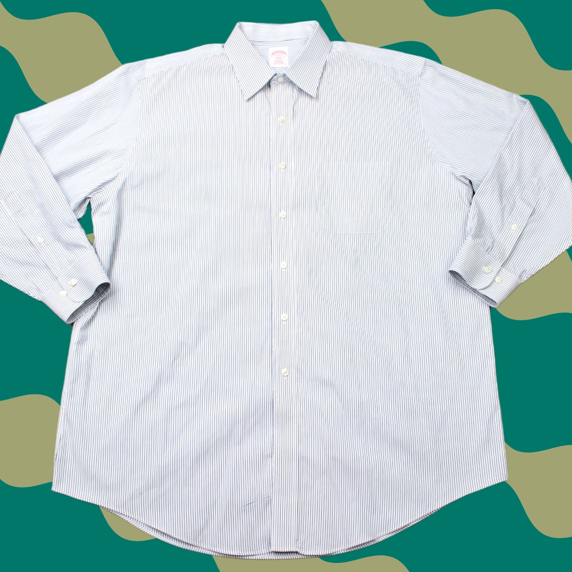 Brooks Brothers Brooks Brothers Dress Shirt Mens 17 2/3 Blue/White Regular Fit Non-Iron L/S Shirt Size 46R - 1 Thumbnail