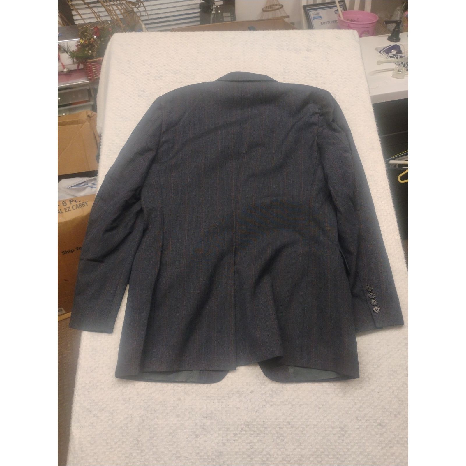 Other Palm Beach Mens Blazer Sport Coat 40R Navy Blue Windowpane Size 40R - 5 Thumbnail