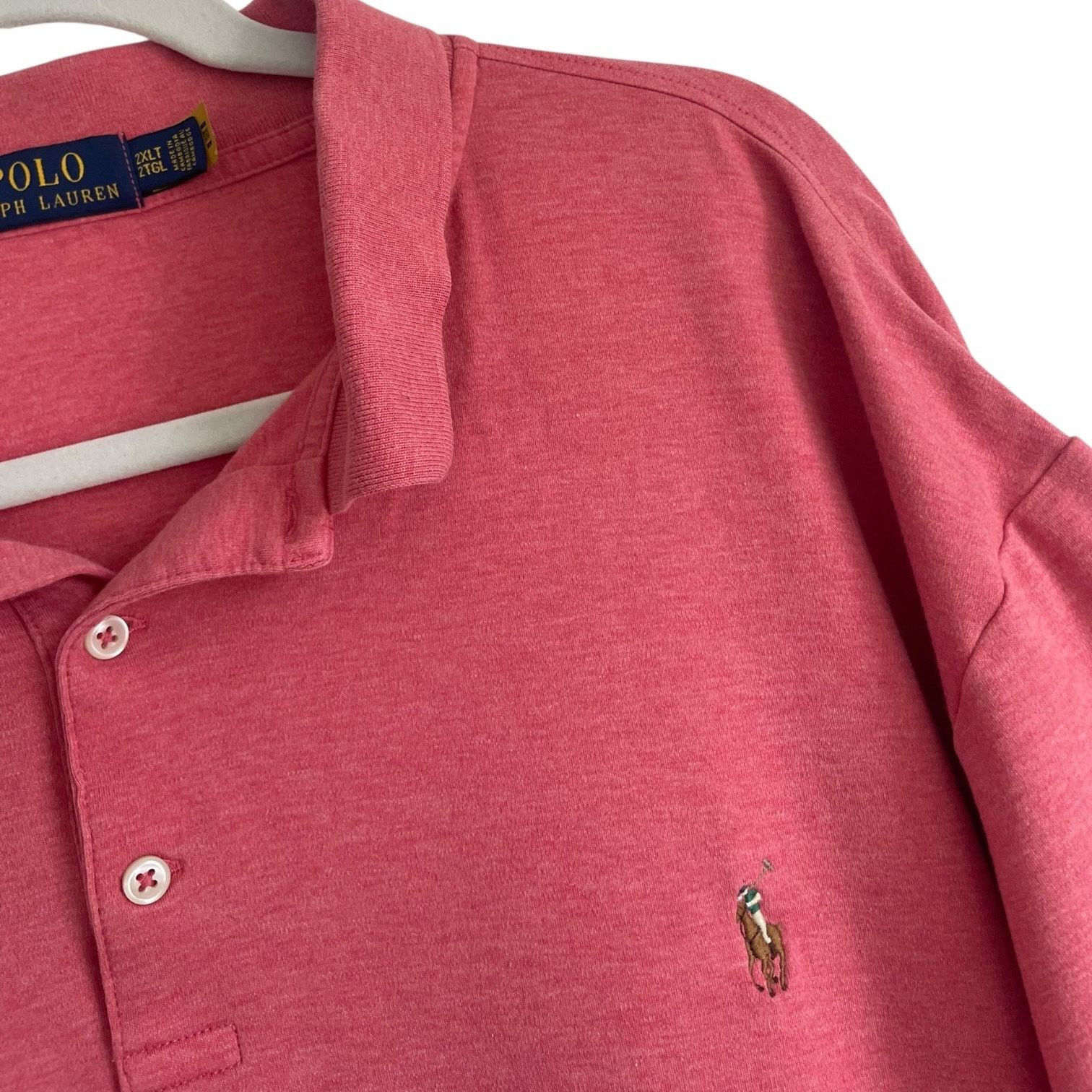 Polo Ralph Lauren Polo Ralph Lauren Mens Coral Pink Short Sleeve Polo Shirt Size US XXL / EU 58 / 5 - 2 Thumbnail
