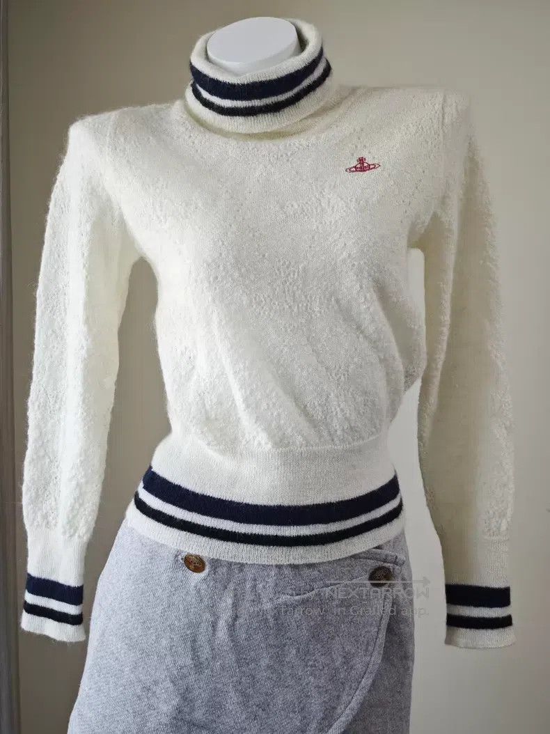 Vivienne Westwood Vivienne Westwood White Saturn Pattern High-Neck Sweater Size ONE SIZE - 1 Thumbnail