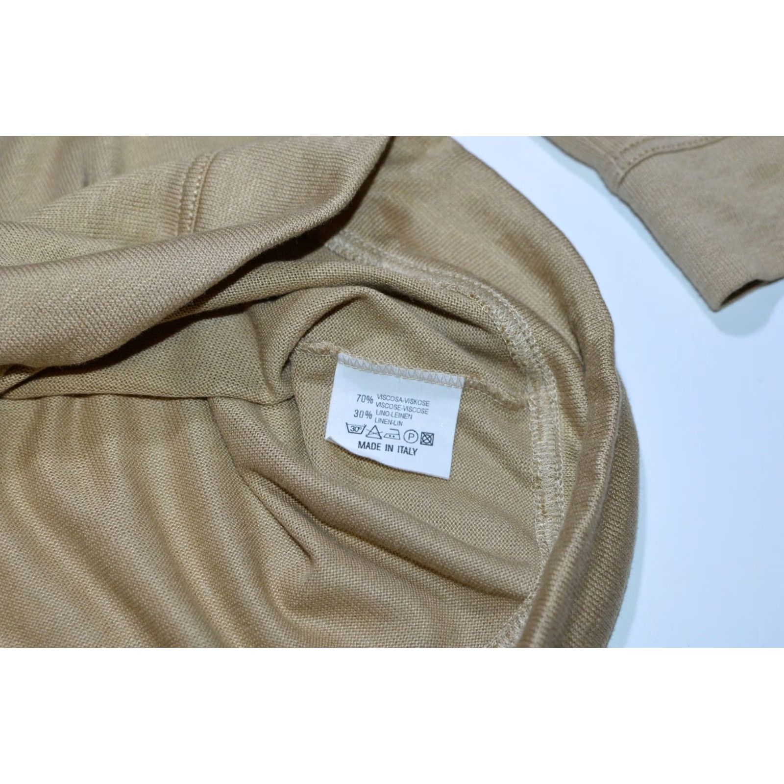 Vintage Womens Le Tricot Longhin Italy Viscose Linen Top Blouse Shirt XL Beige Size XL / US 12-14 / IT 48-50 - 6 Thumbnail