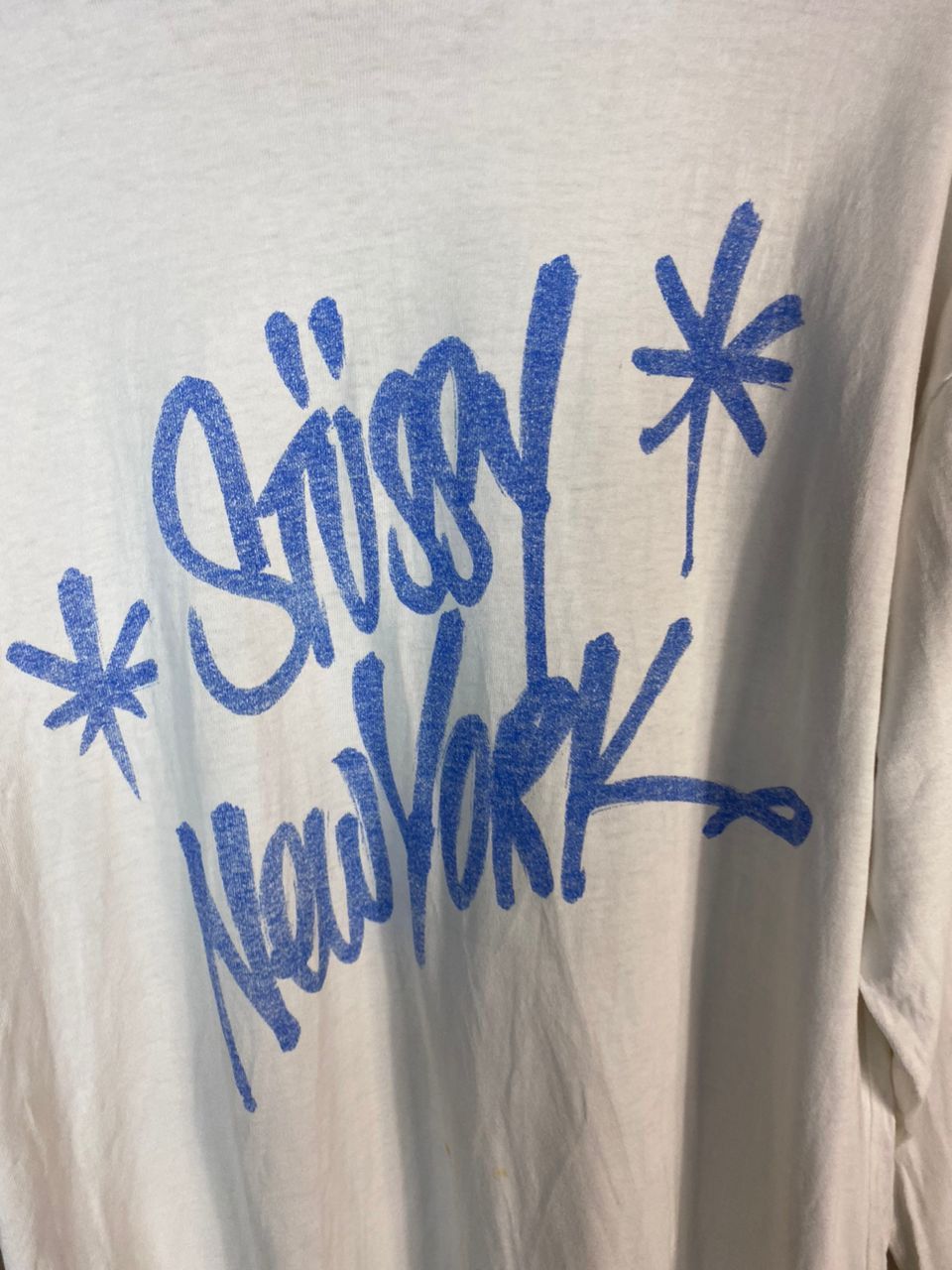 Stussy × Vintage Vintage stussy new york distressed long sleeve tshirt Size US L / EU 52-54 / 3 - 4 Thumbnail