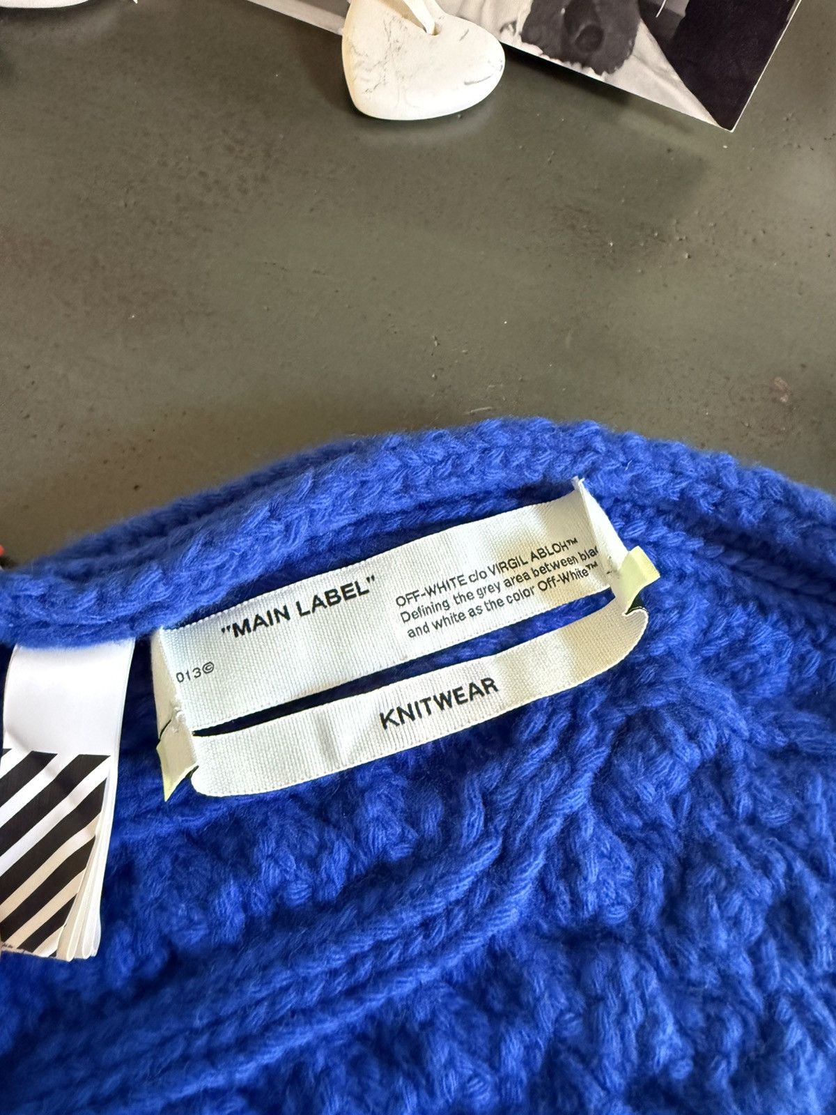 Off-White Off-White Blue Cable Knit Beanie – OS – Rare Color Size ONE SIZE - 5 Thumbnail