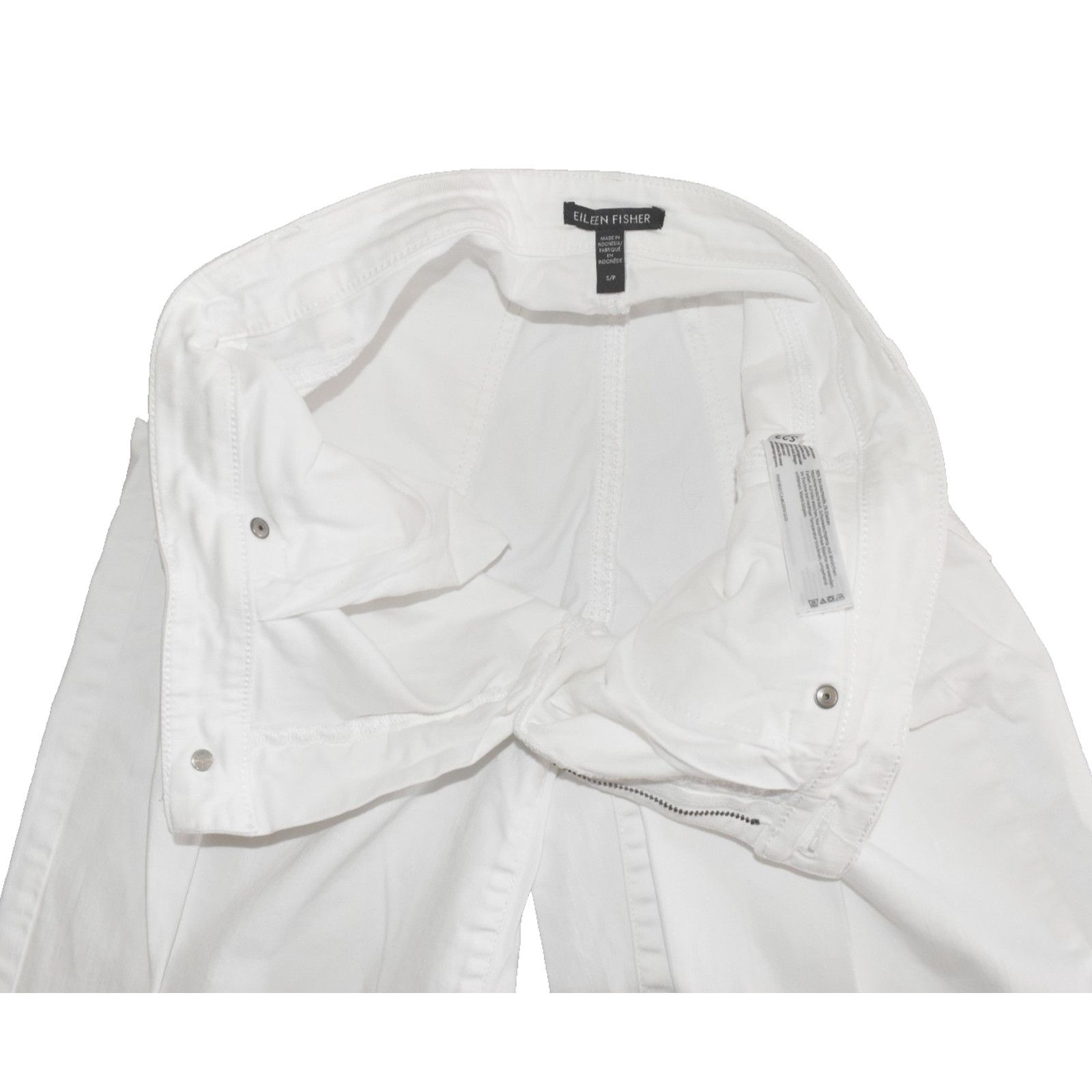 Eileen Fisher NEW EILEEN FISHER White Denim Wide Leg Raw Hem Jeans Size S Size 29" - 3 Thumbnail