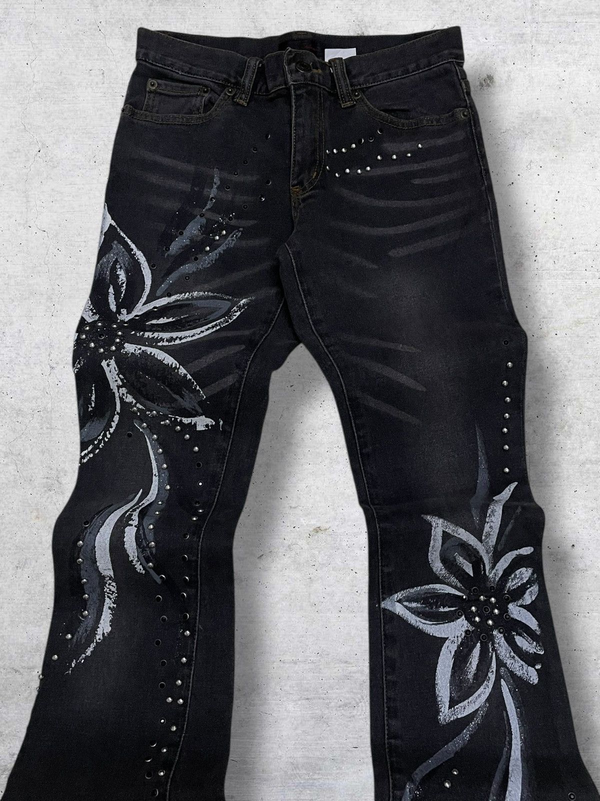 Japanese Brand VINTAGE RYO PELIANO 1990S JAPAN ARTWORK FLOWER GRUNGE FLARED Size US 26 / EU 42 - 6 Thumbnail
