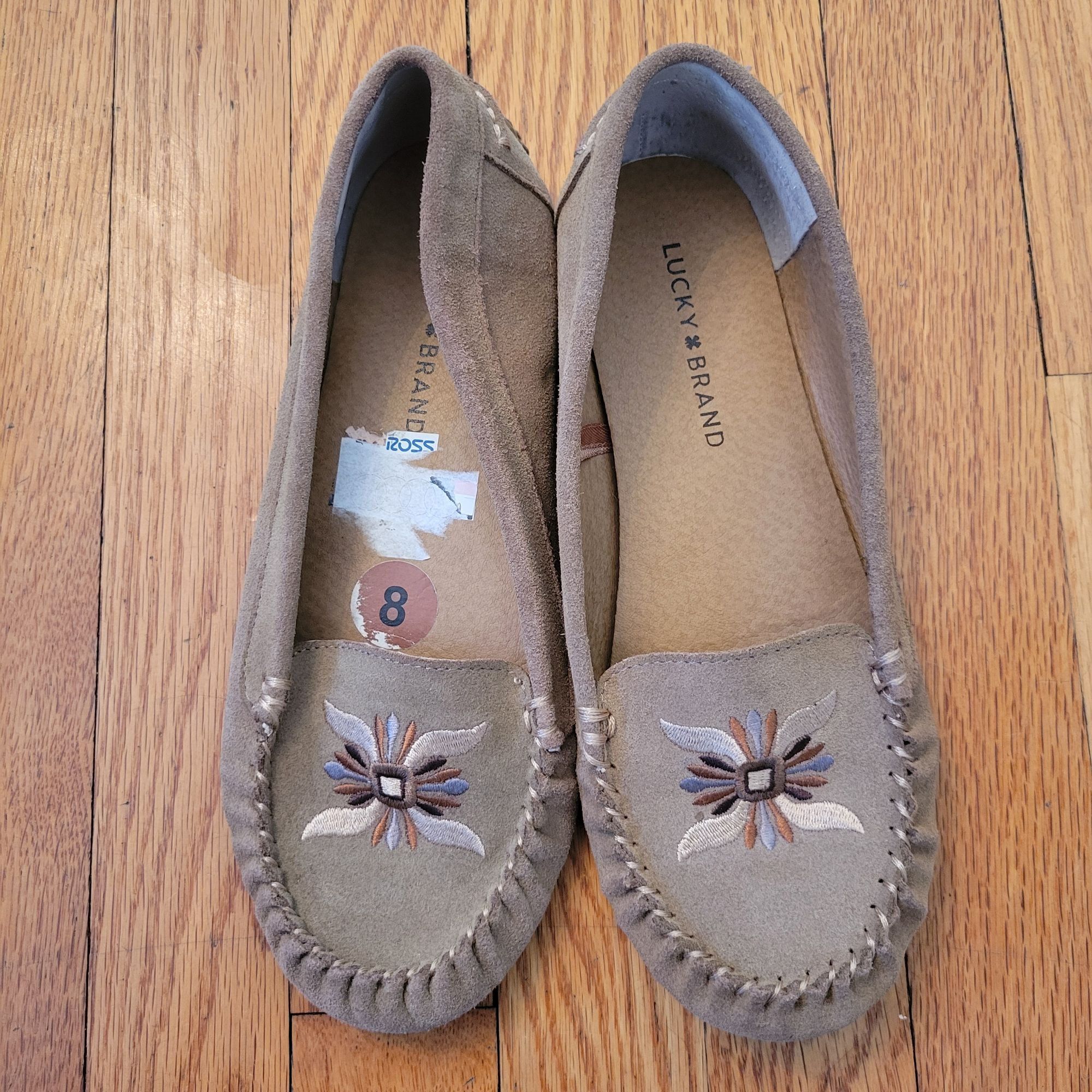 Lucky Brand Lucky Brand Suede Leather Embroidered Tan Moccasins 8M AILEE Size US 8 / IT 38 - 2 Thumbnail